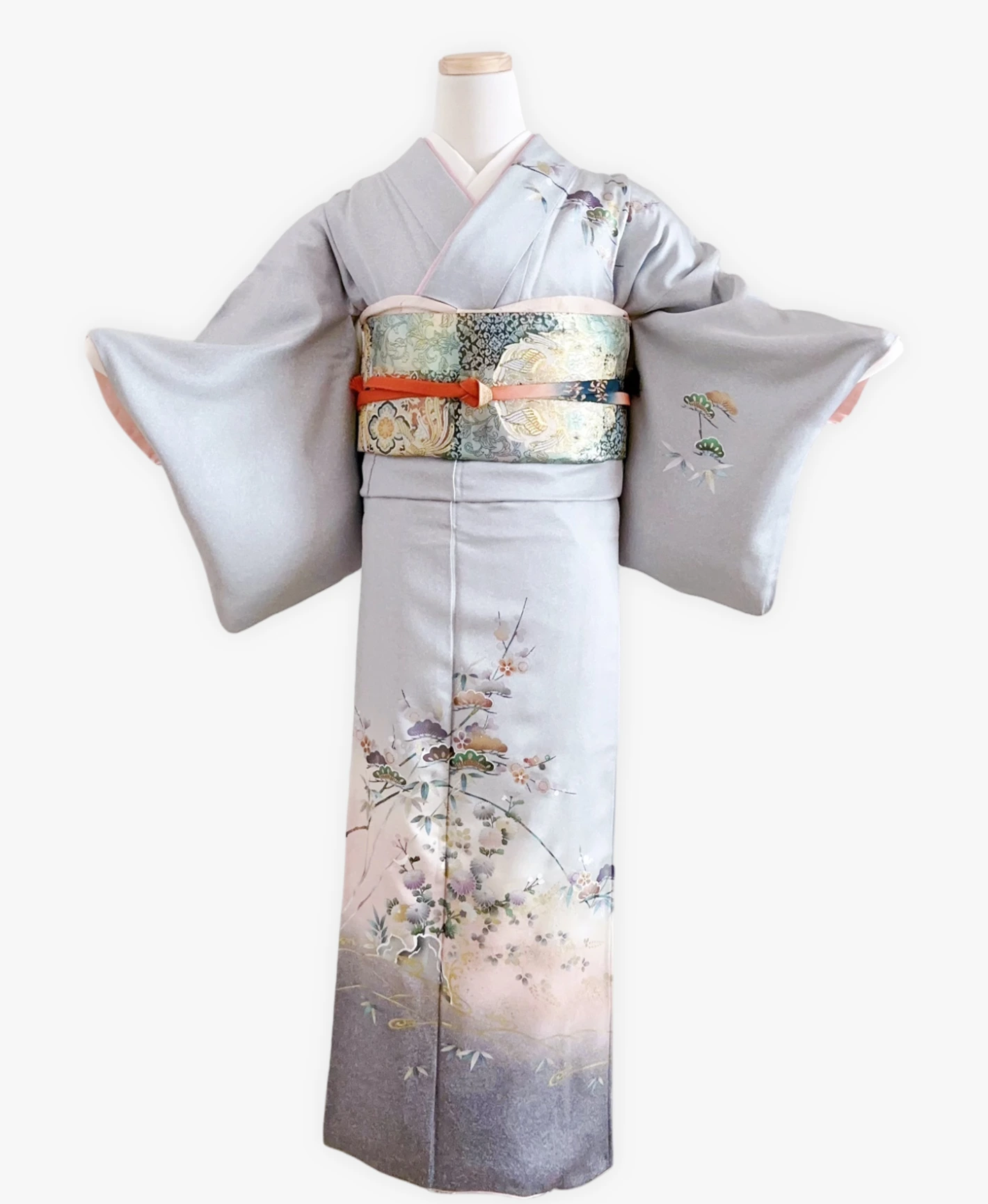 Gray Pine & Plum Houmongi - Image 1