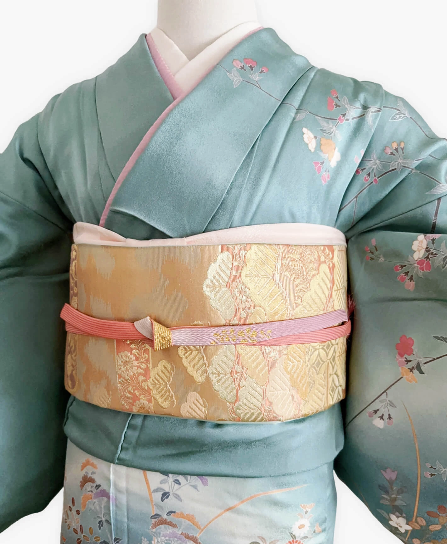 Turquoise Floral Houmongi - Image 3