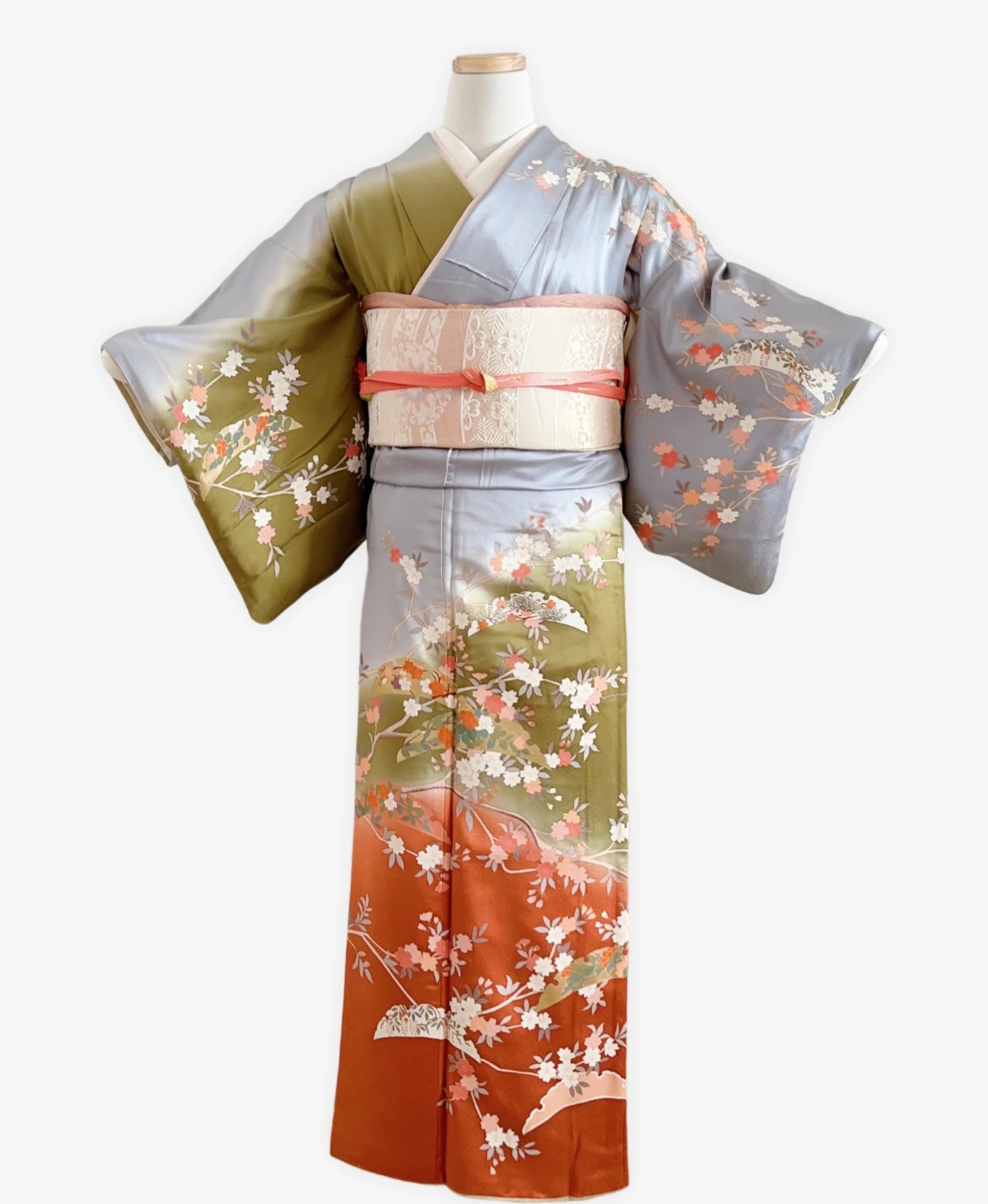 Grass Green Floral Houmongi - Image 1