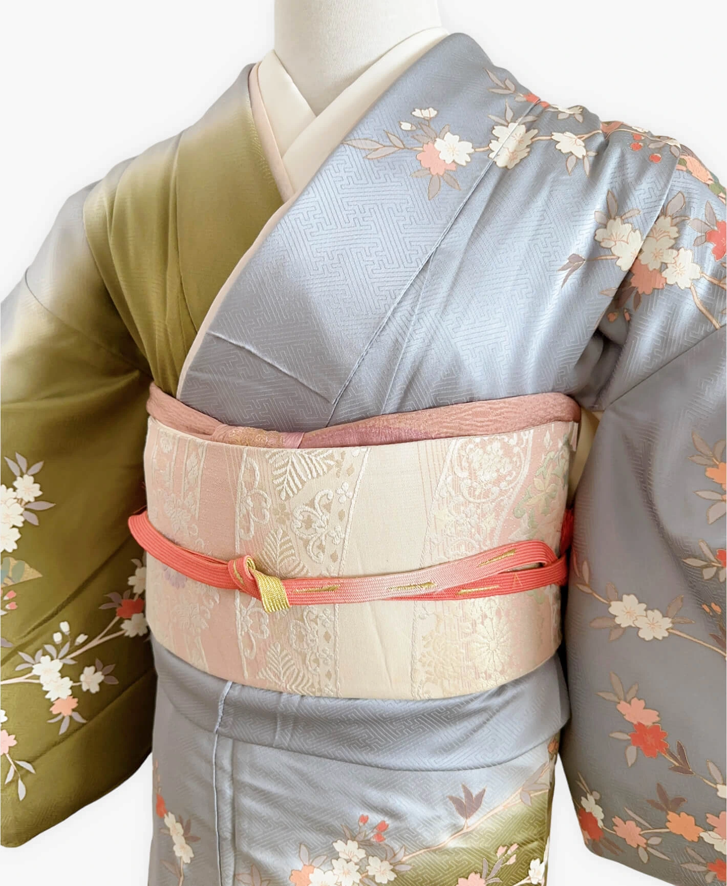 Grass Green Floral Houmongi - Image 3