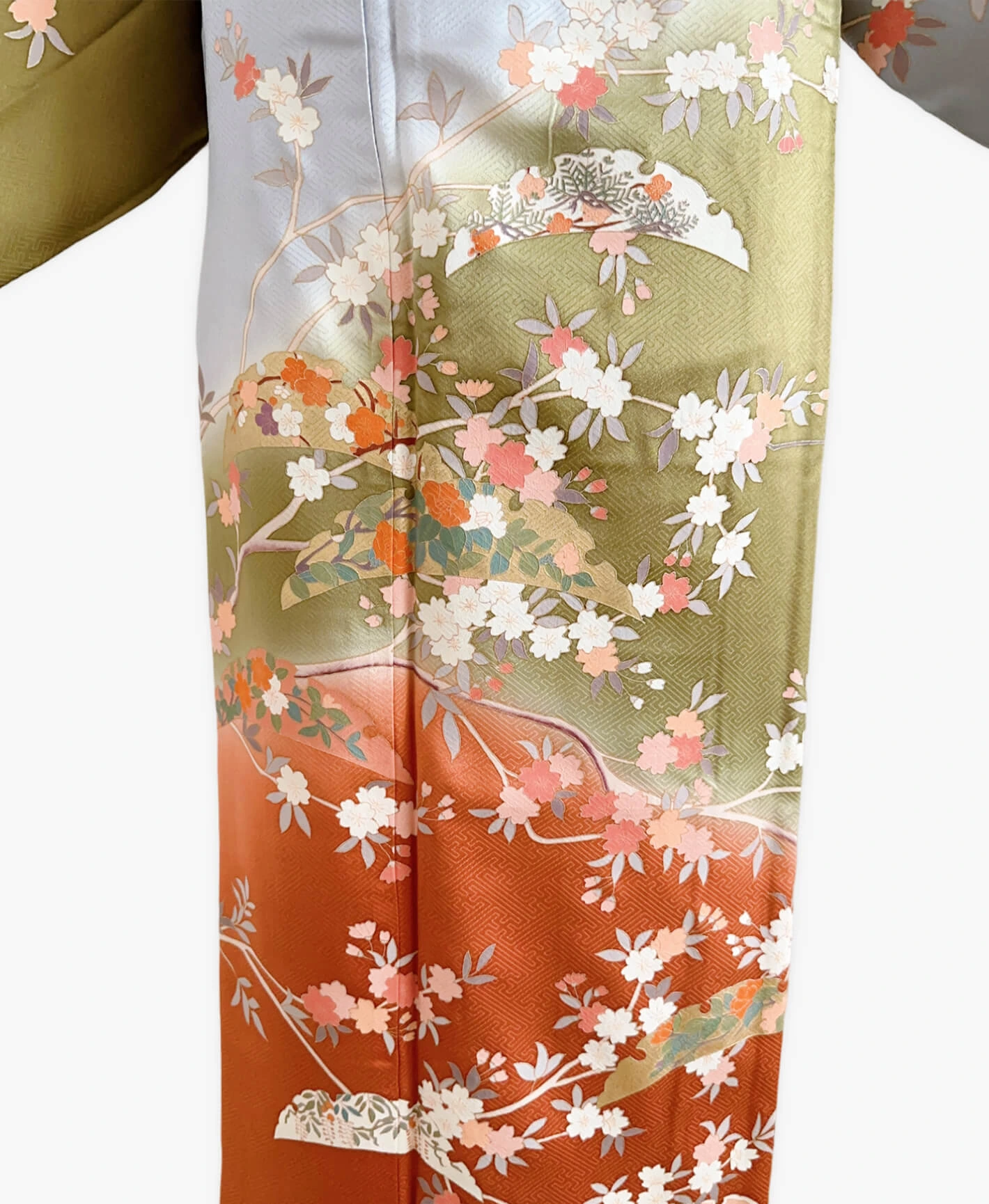 Grass Green Floral Houmongi - Image 5