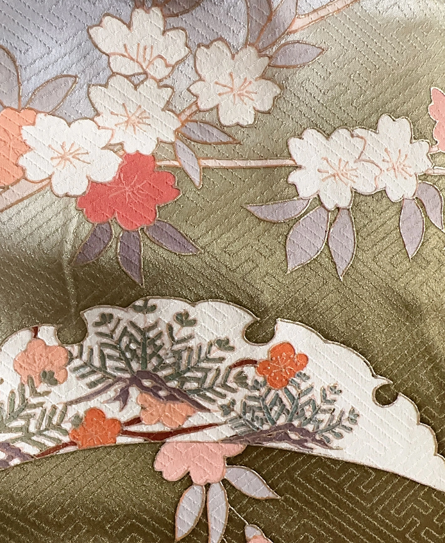 Grass Green Floral Houmongi - Image 7