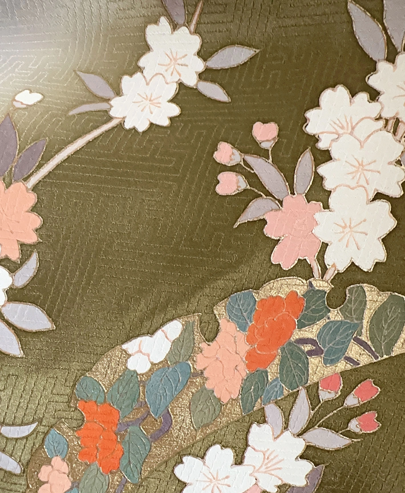 Grass Green Floral Houmongi - Image 9