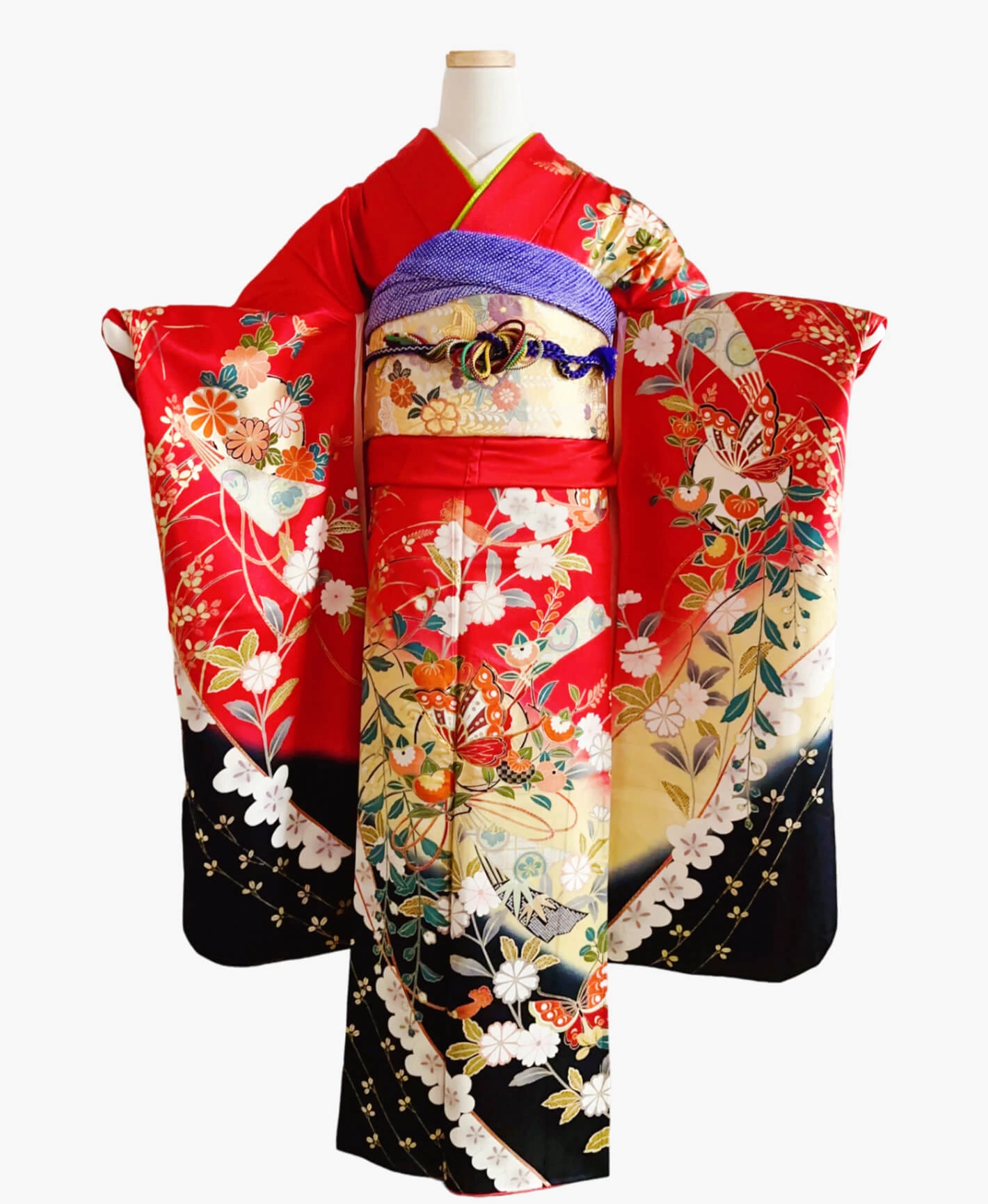 Crimson Sakura Citrus Furisode - Image 1
