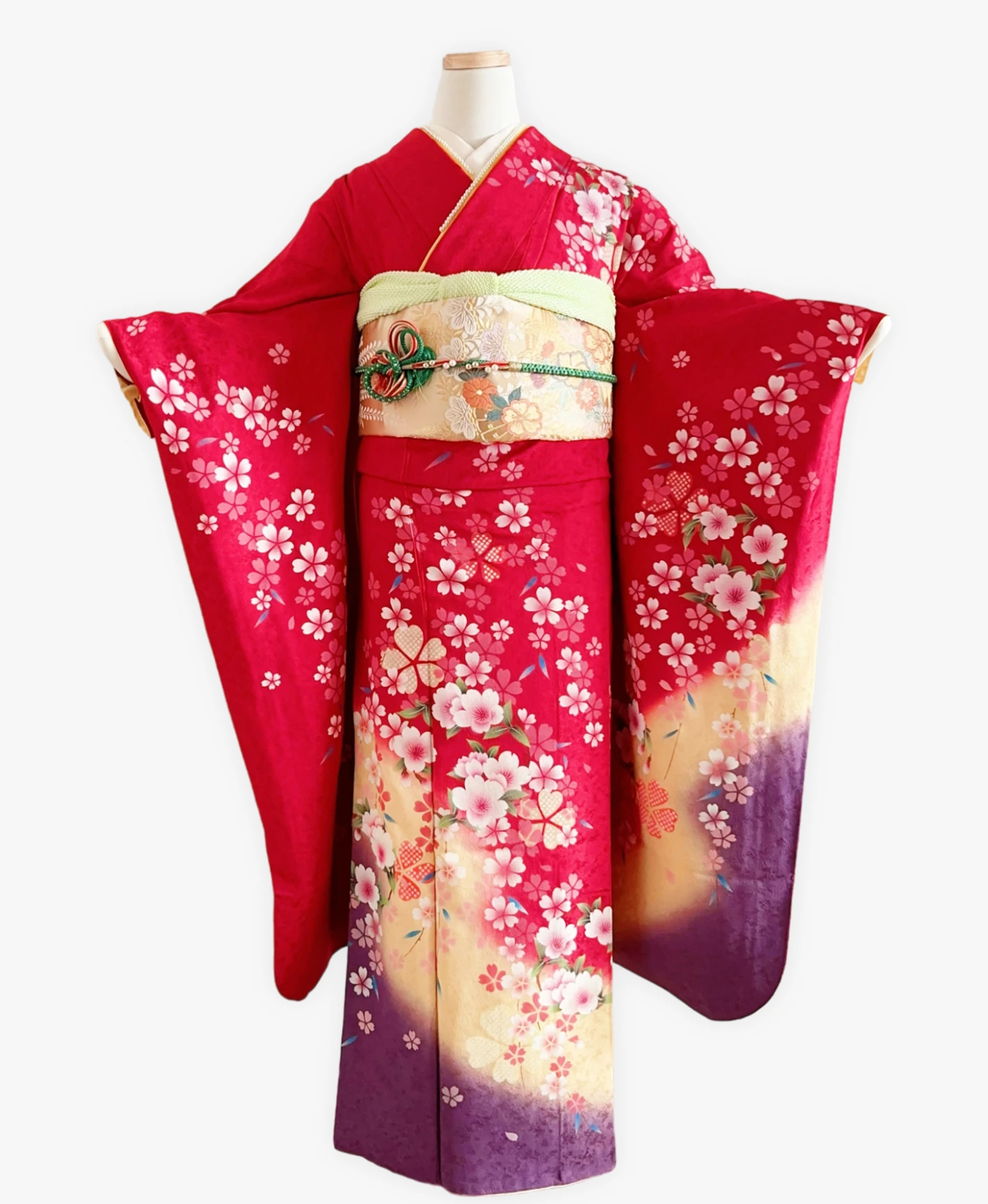 Red Sakura Petals Furisode - Image 1