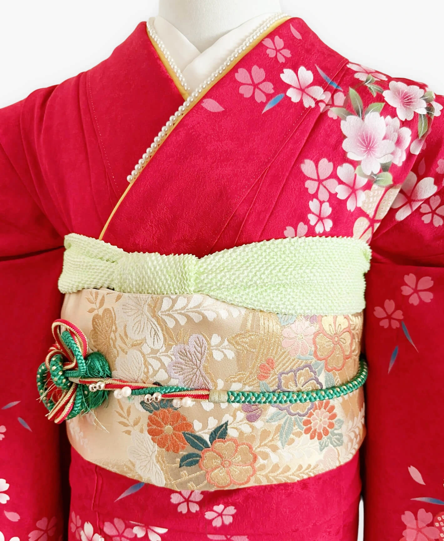 Red Sakura Petals Furisode - Image 3