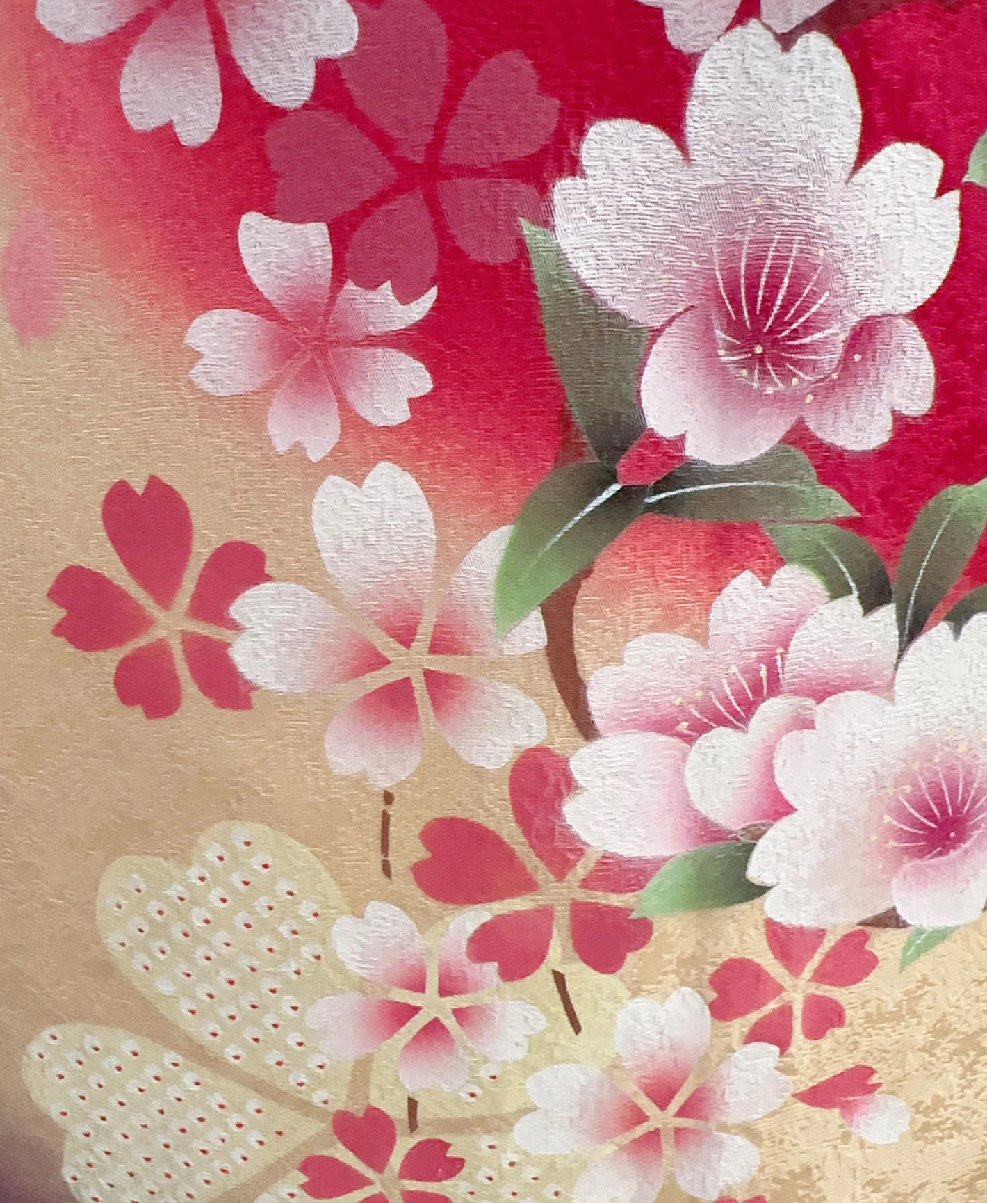 Red Sakura Petals Furisode - Image 7