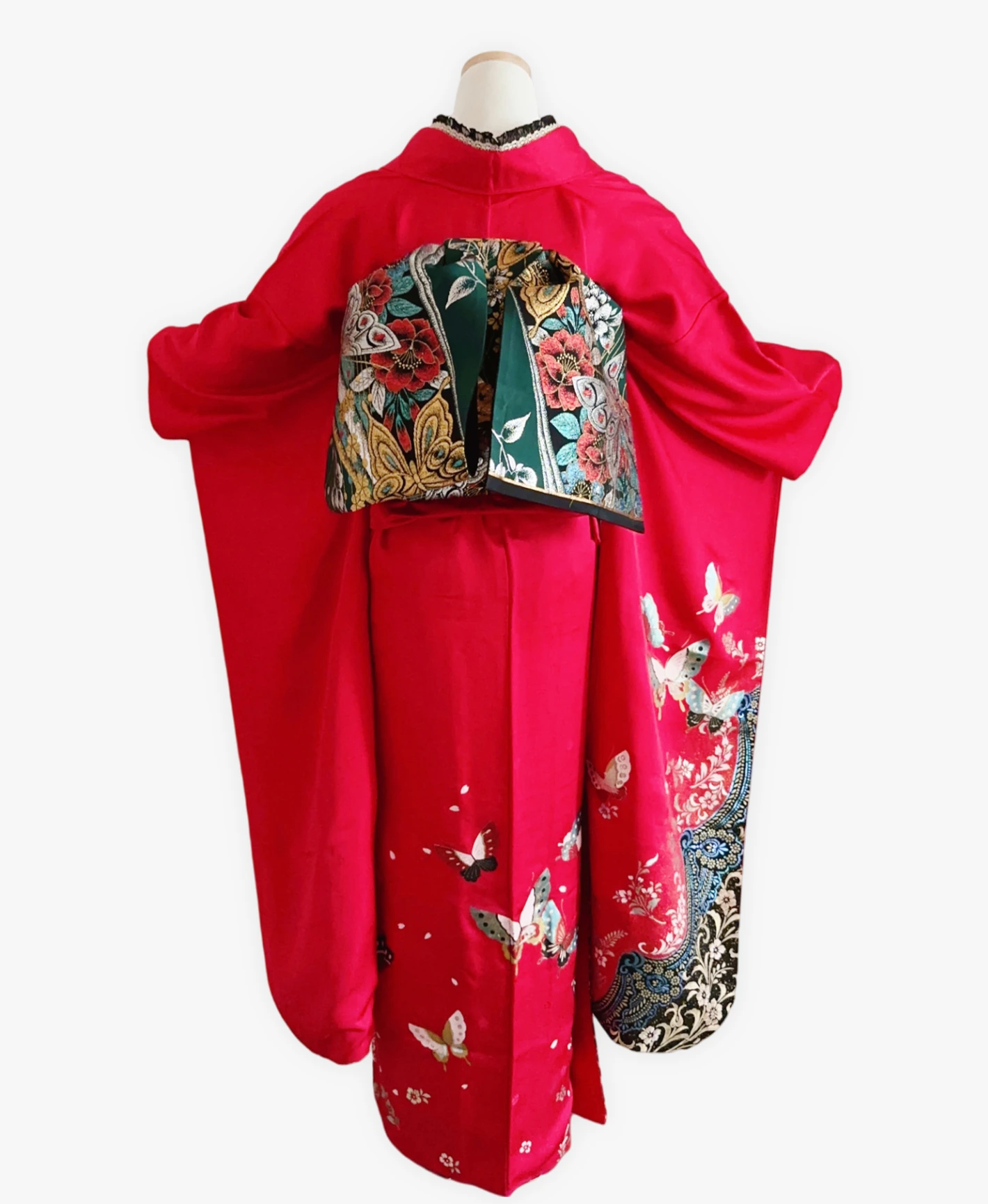 Red Floral Butterfly Furisode - Image 2