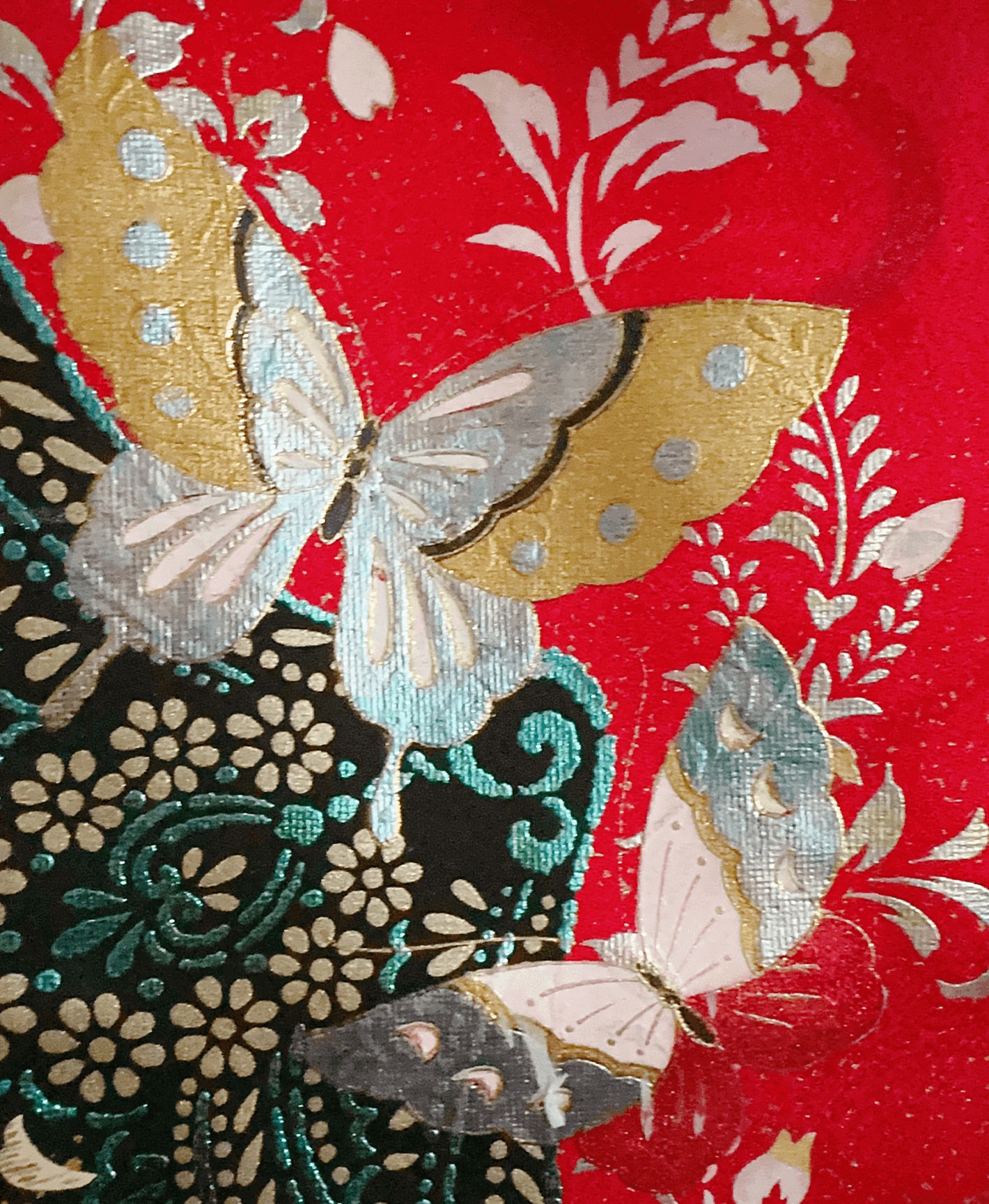 Red Floral Butterfly Furisode - Image 6