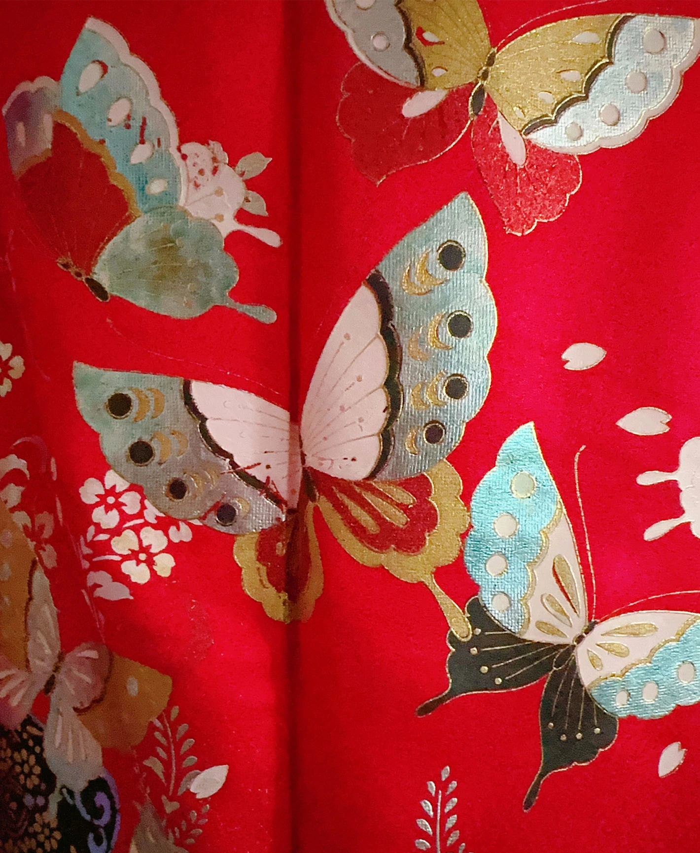Red Floral Butterfly Furisode - Image 7