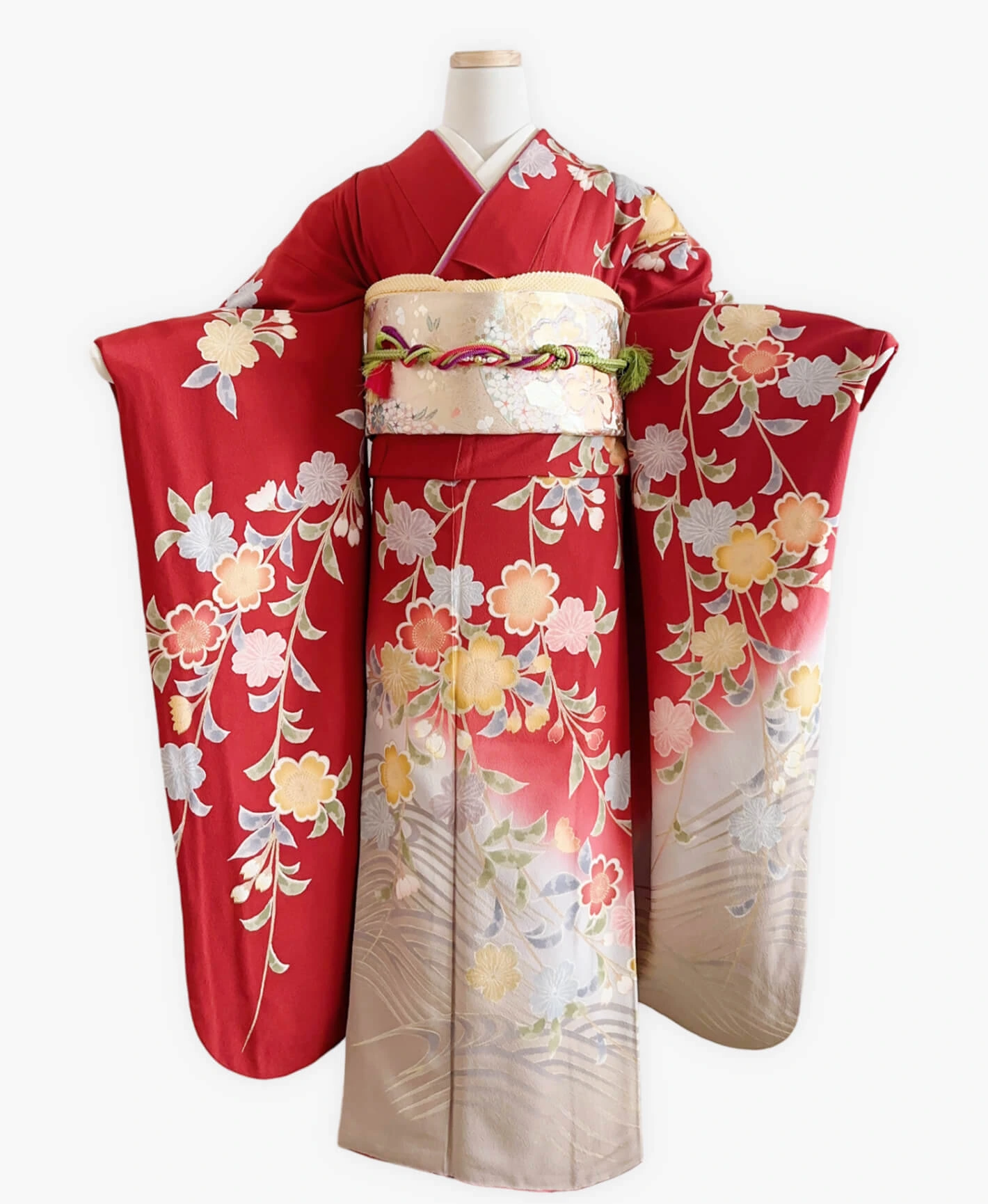 Vermilion Weeping Sakura Furisode - Image 1
