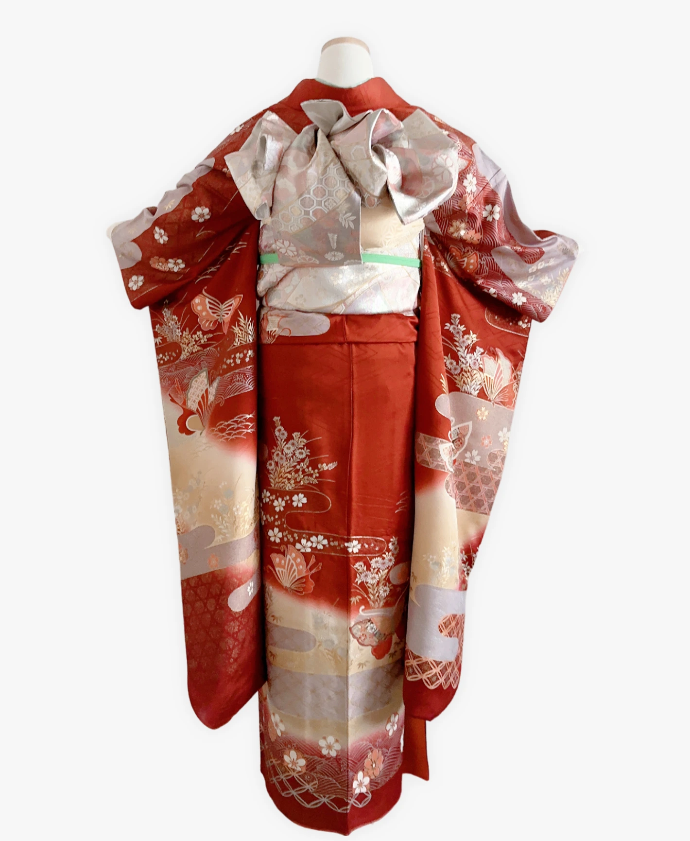 Red Butterfly Mist Furisode - Image 2