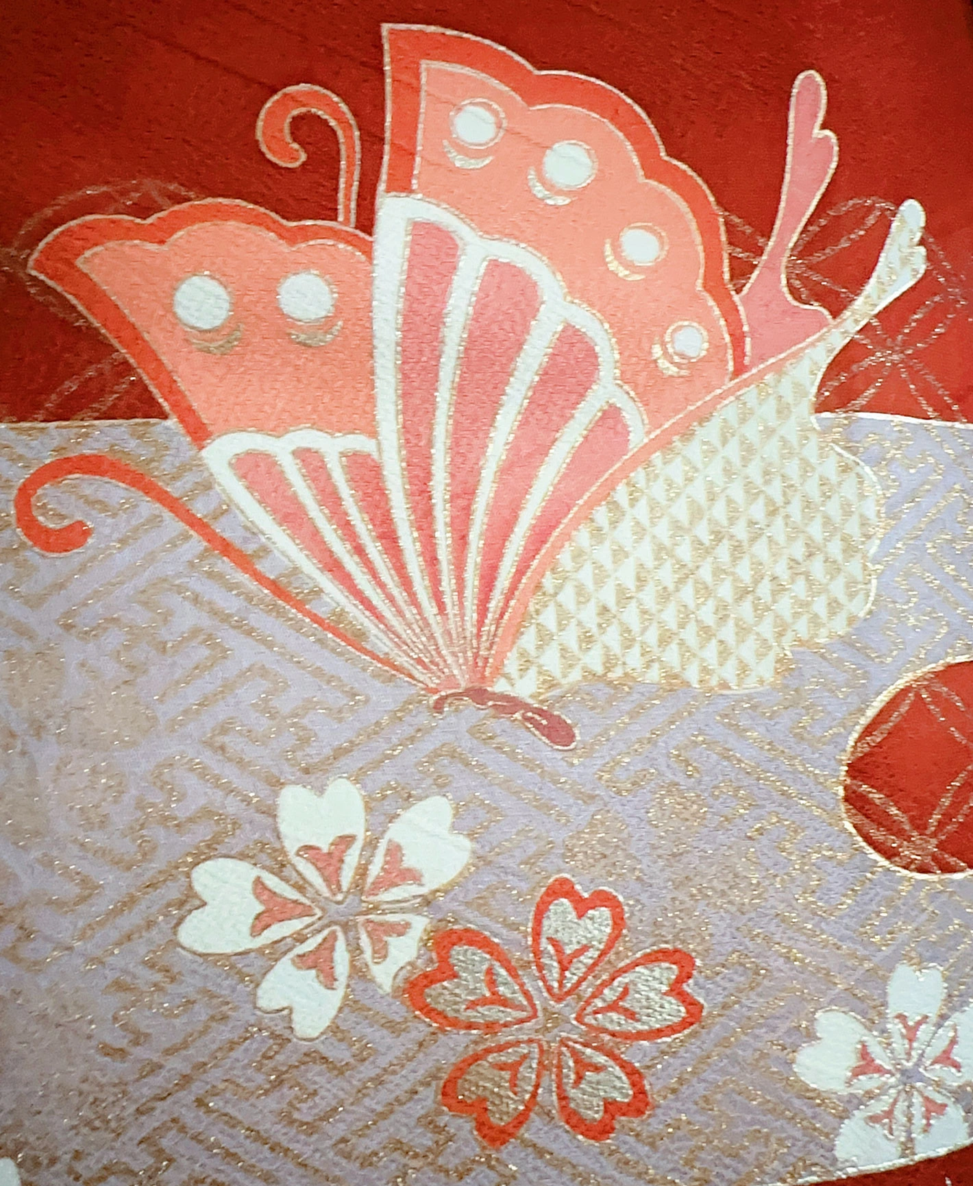 Red Butterfly Mist Furisode - Image 9