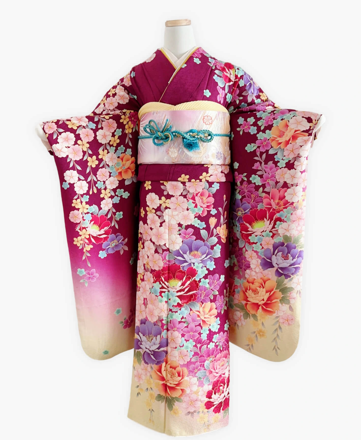 Red Hundred Flowers Furisode - Image 1