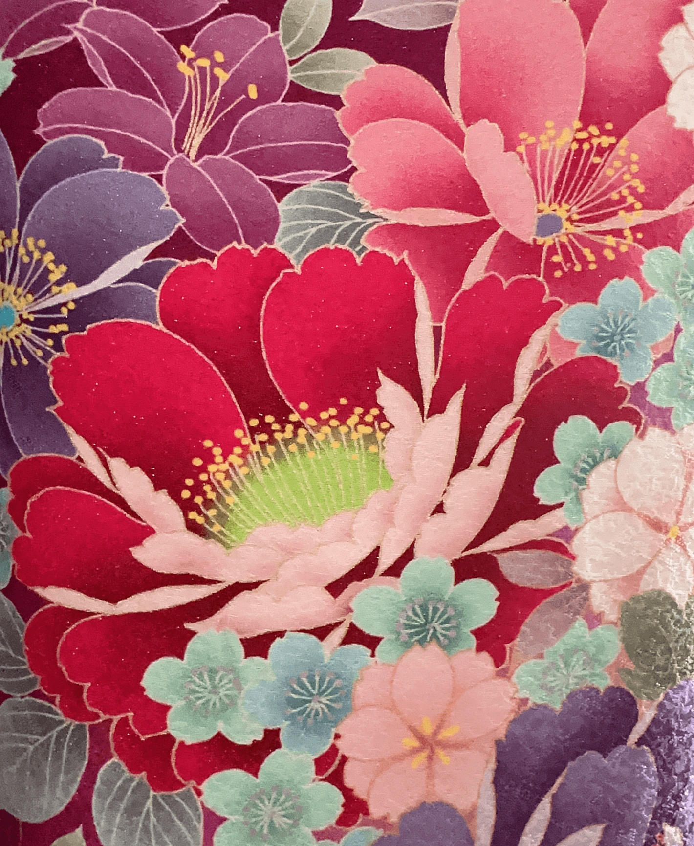 Red Hundred Flowers Furisode - Image 6