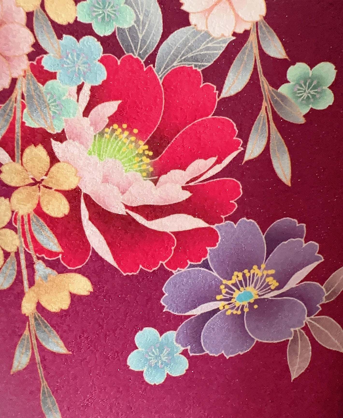 Red Hundred Flowers Furisode - Image 8