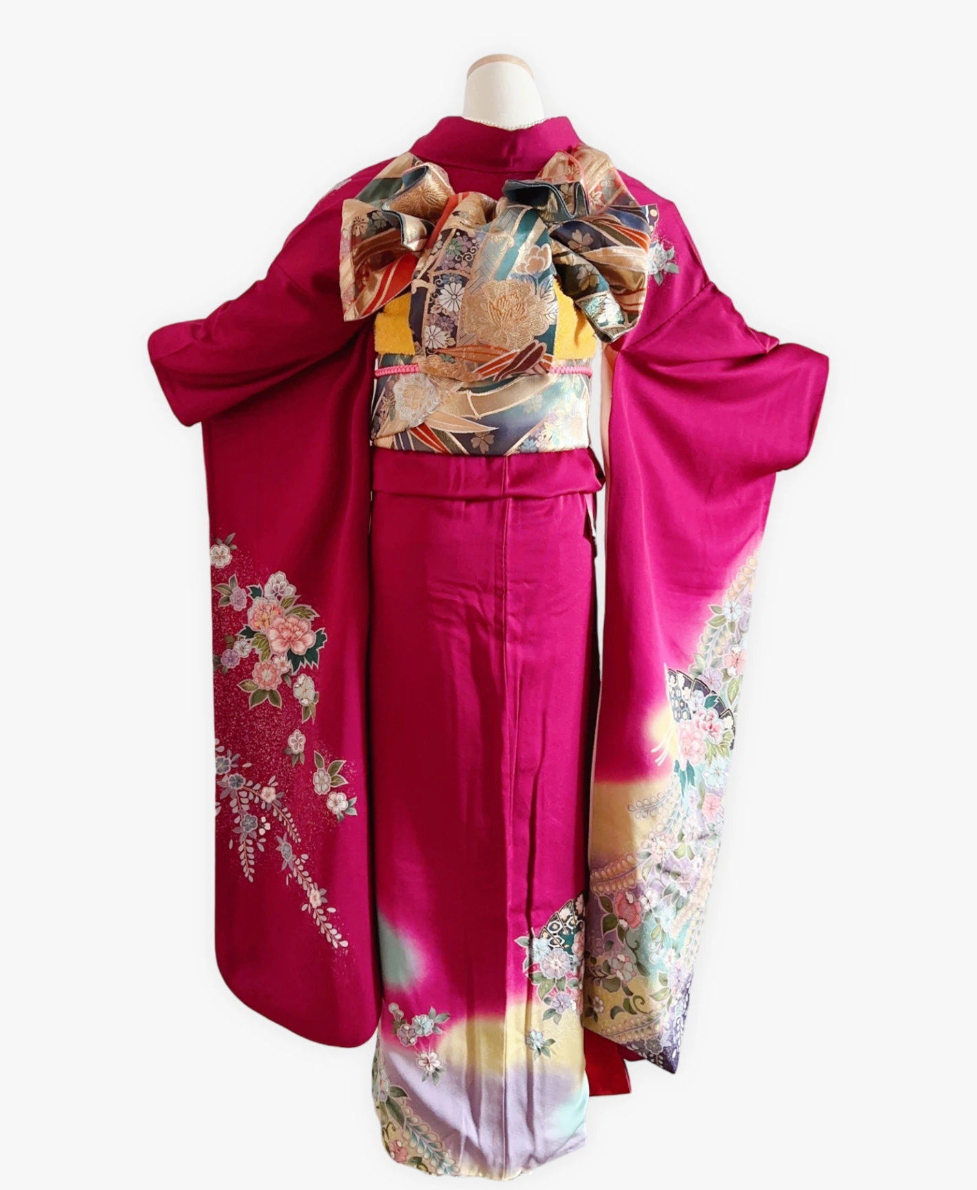 Pink Tsujigahana Fan Furisode