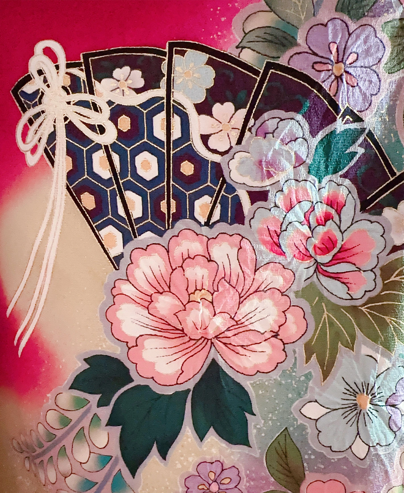 Pink Tsujigahana Fan Furisode - Image 8