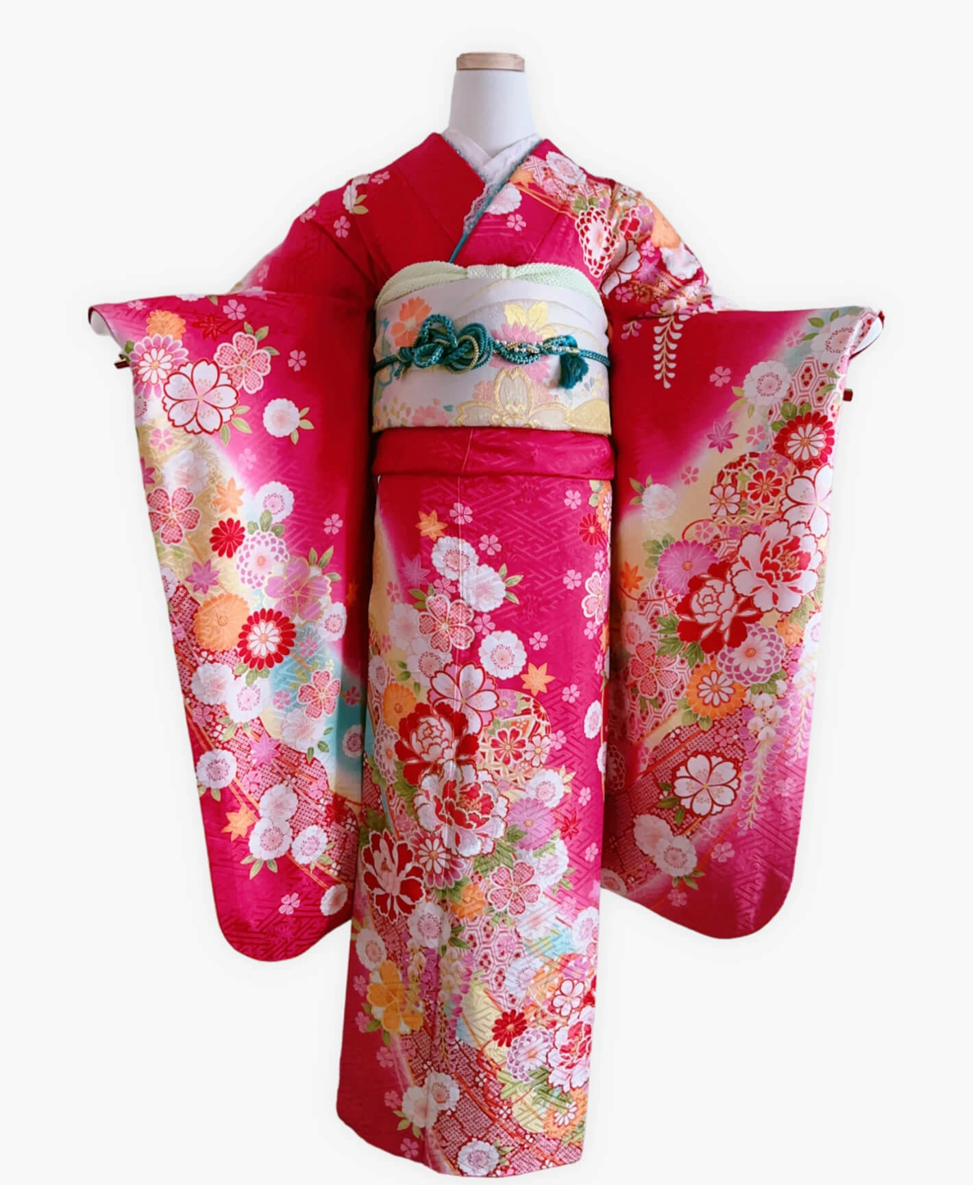 Pink Peony Hundred Flowers Furisode - Image 1