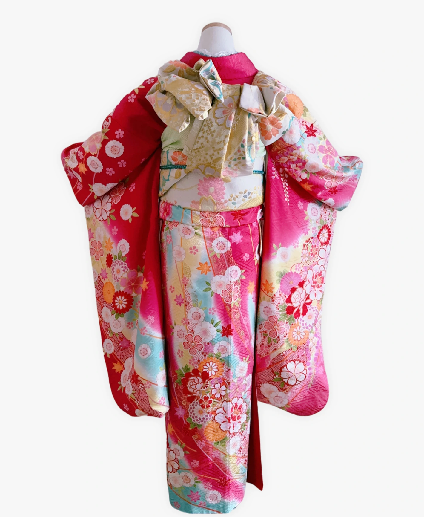 Pink Peony Hundred Flowers Furisode - Image 2
