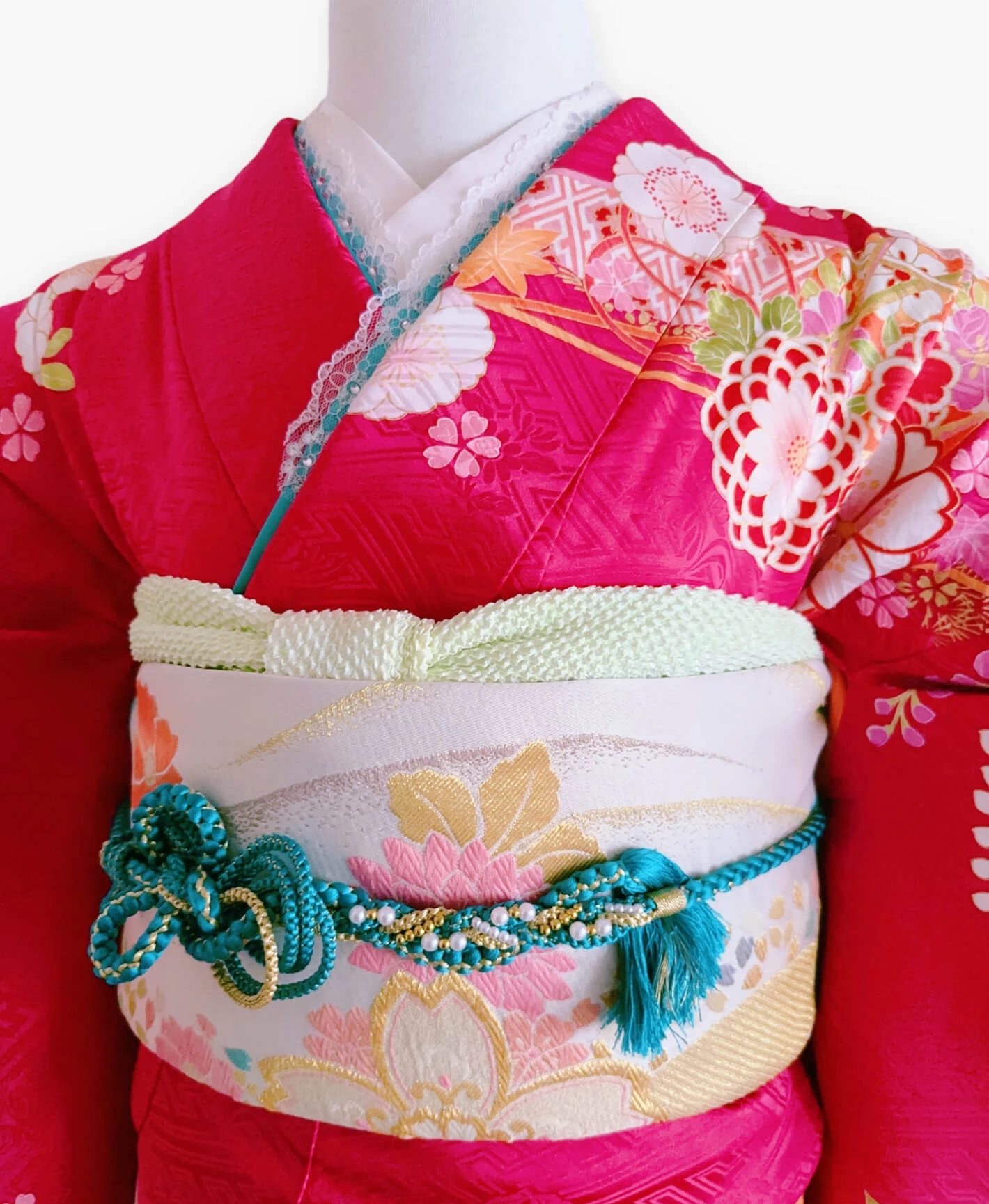 Pink Peony Hundred Flowers Furisode - Image 3