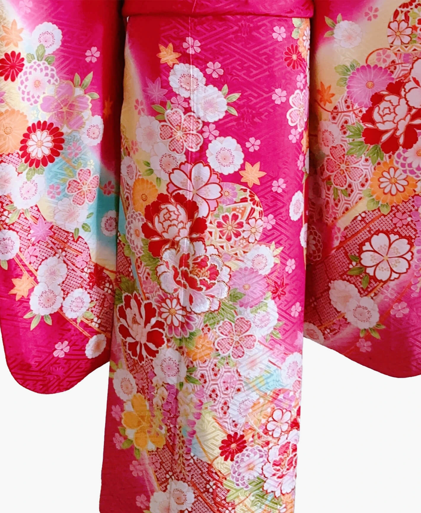 Pink Peony Hundred Flowers Furisode - Image 5