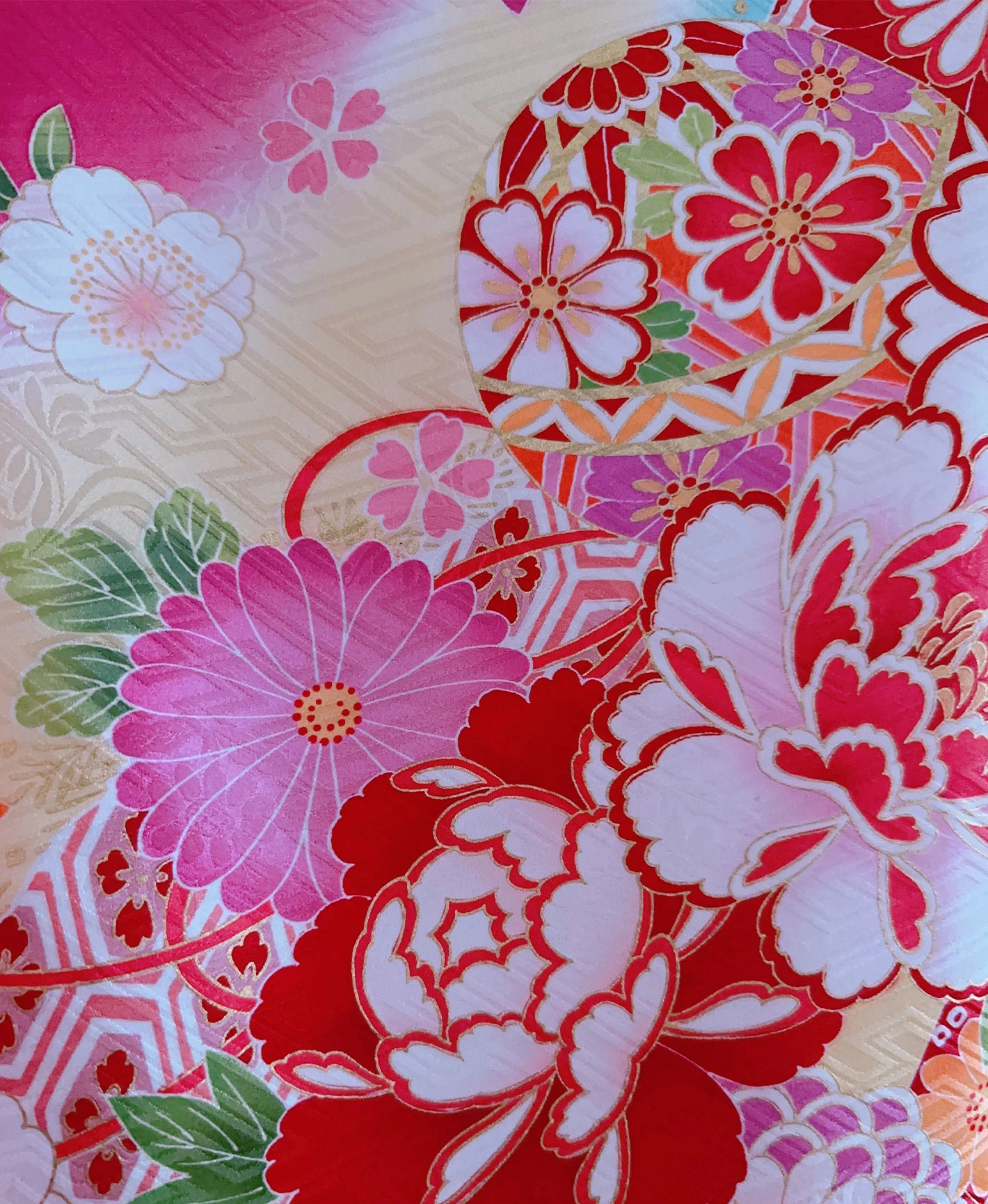 Pink Peony Hundred Flowers Furisode - Image 8