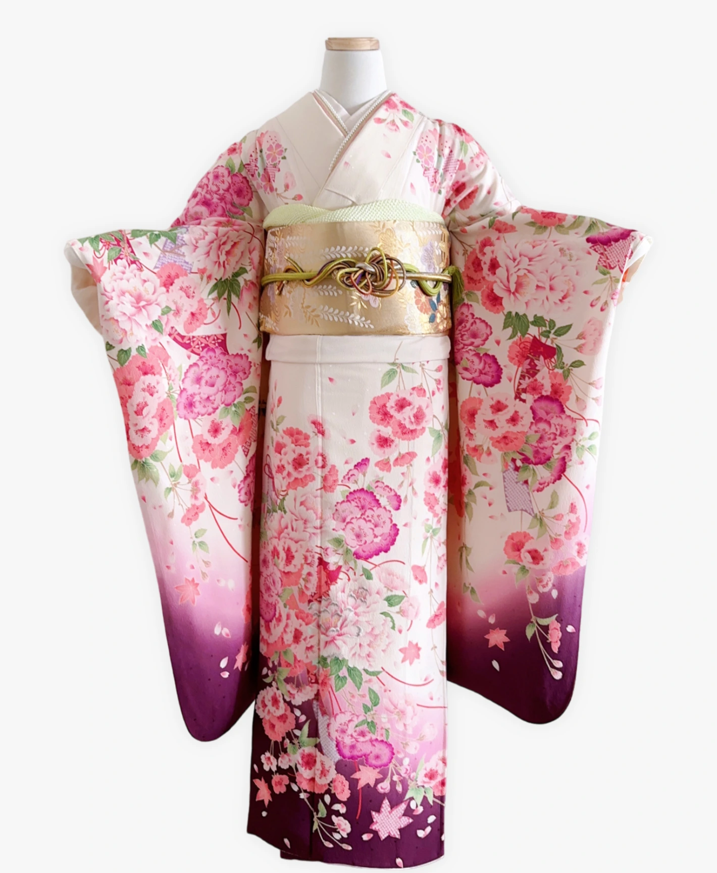 Ecru Peony Ball Furisode - Image 1