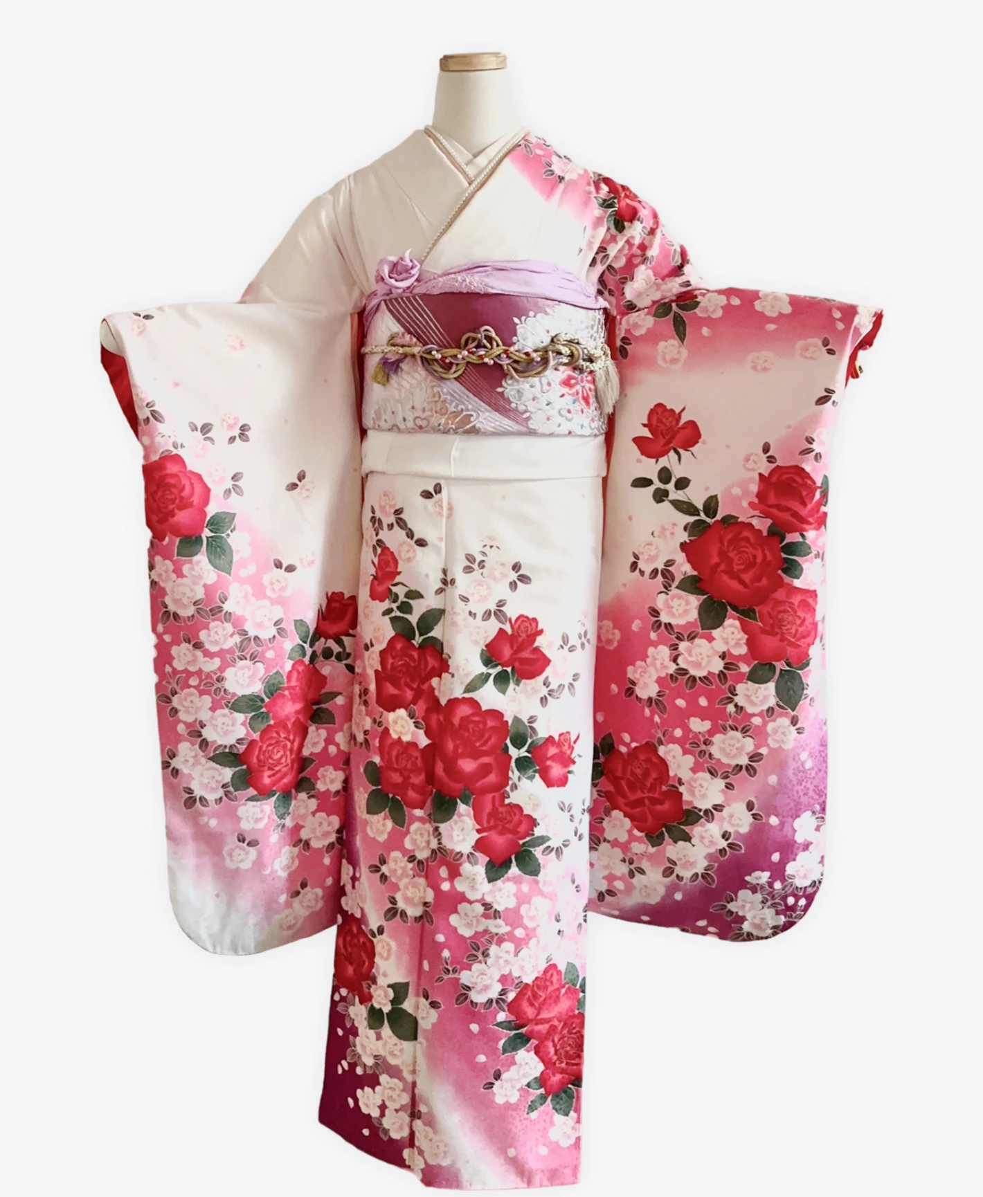White Rose Petals Furisode - Image 1