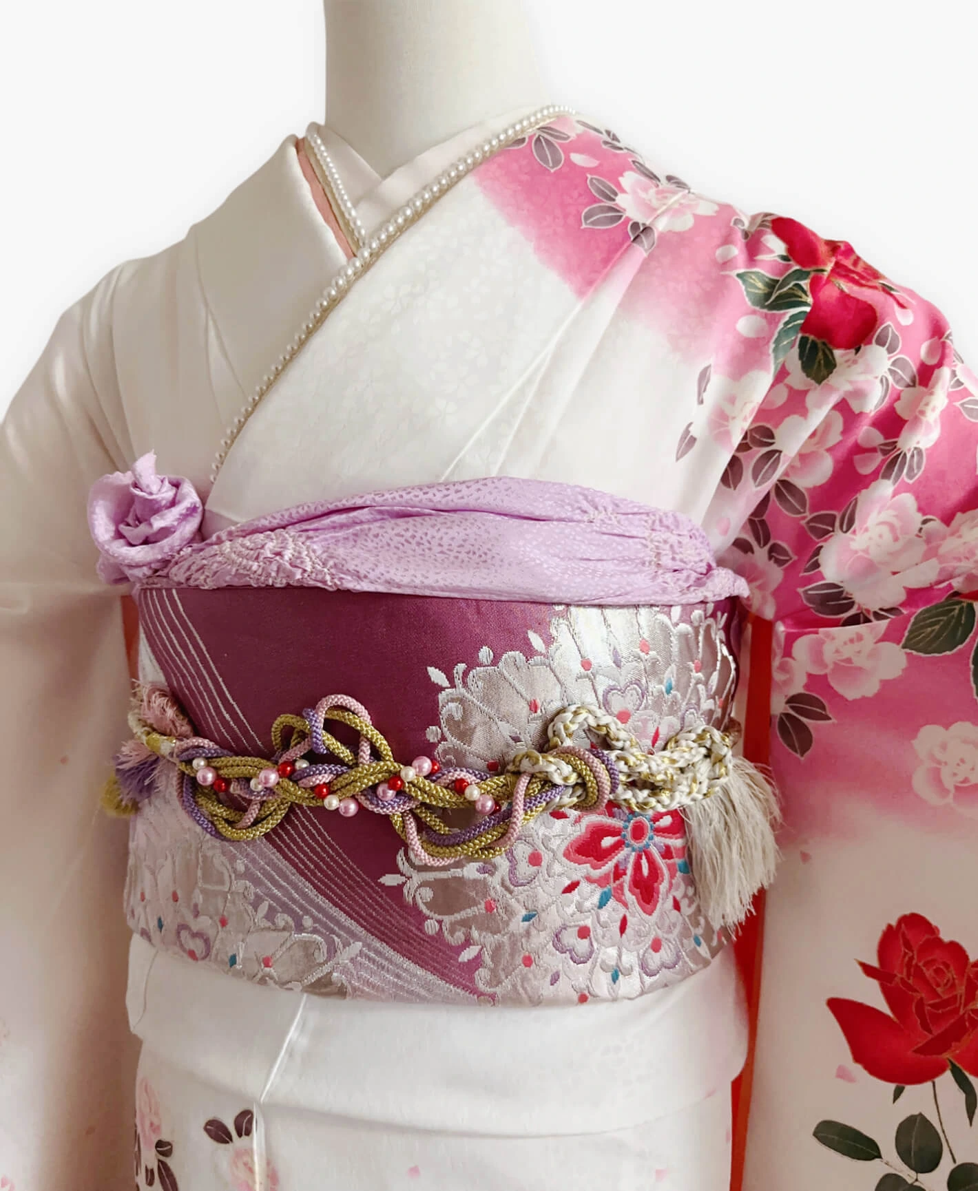 White Rose Petals Furisode - Image 3