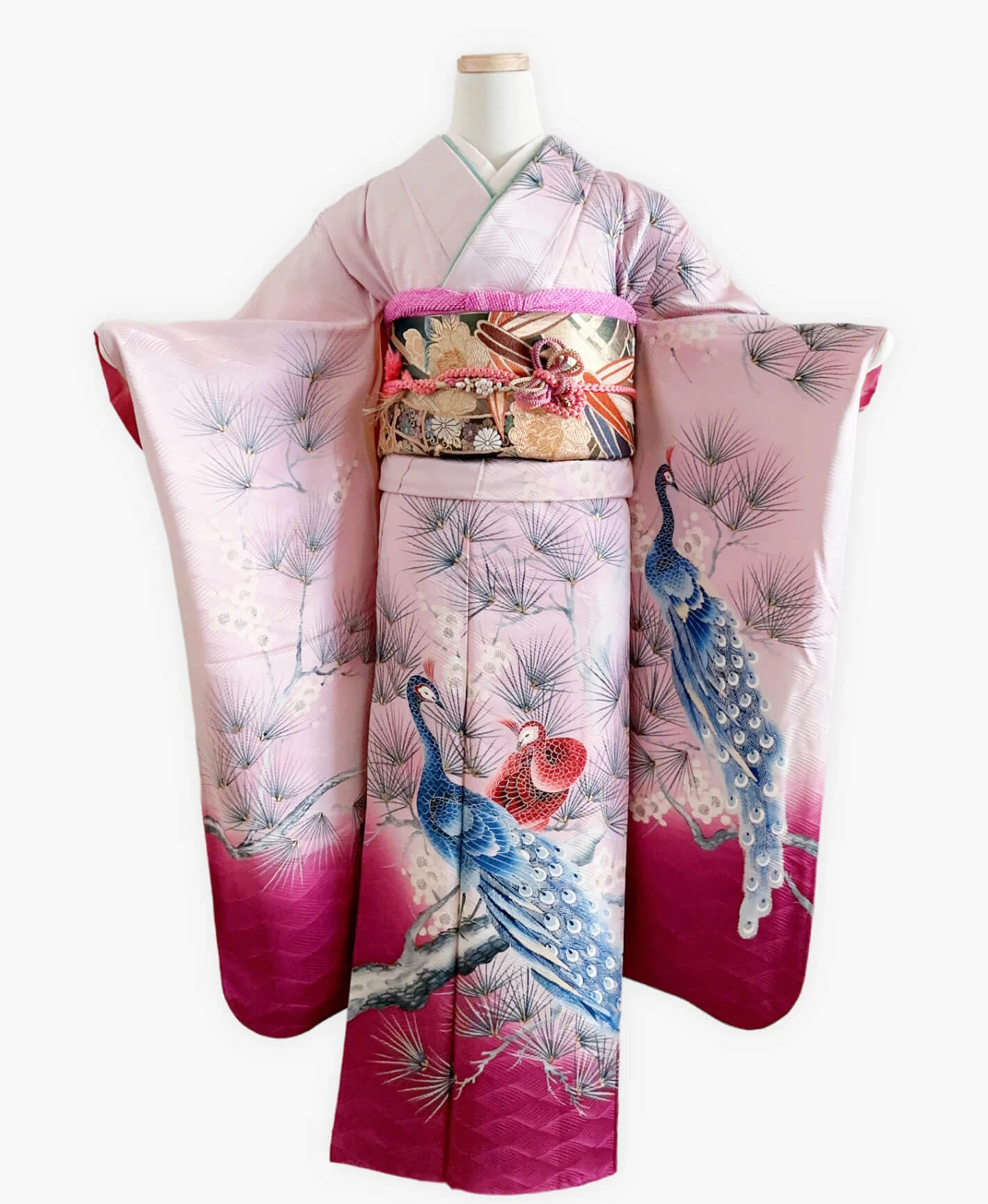 Light Mauve Peacock Pine Furisode - Image 1