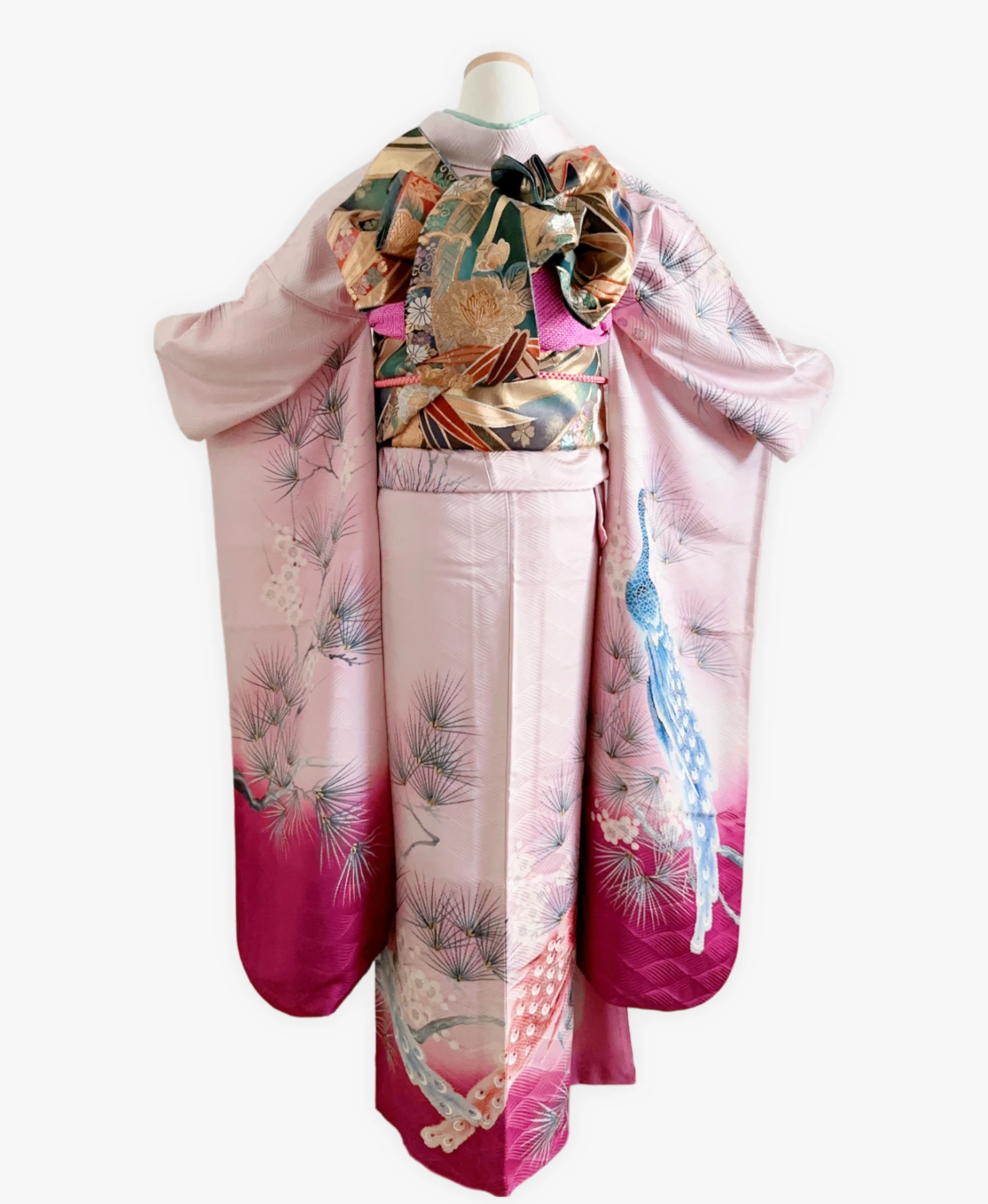 Light Mauve Peacock Pine Furisode - Image 2