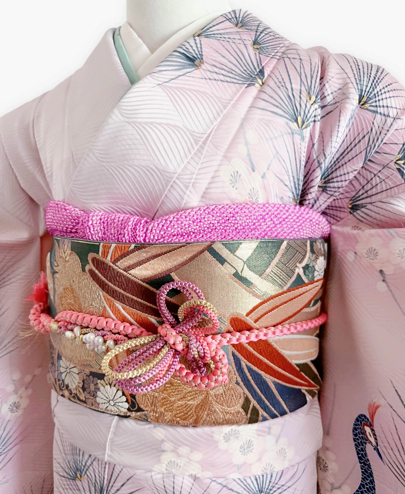 Light Mauve Peacock Pine Furisode - Image 3