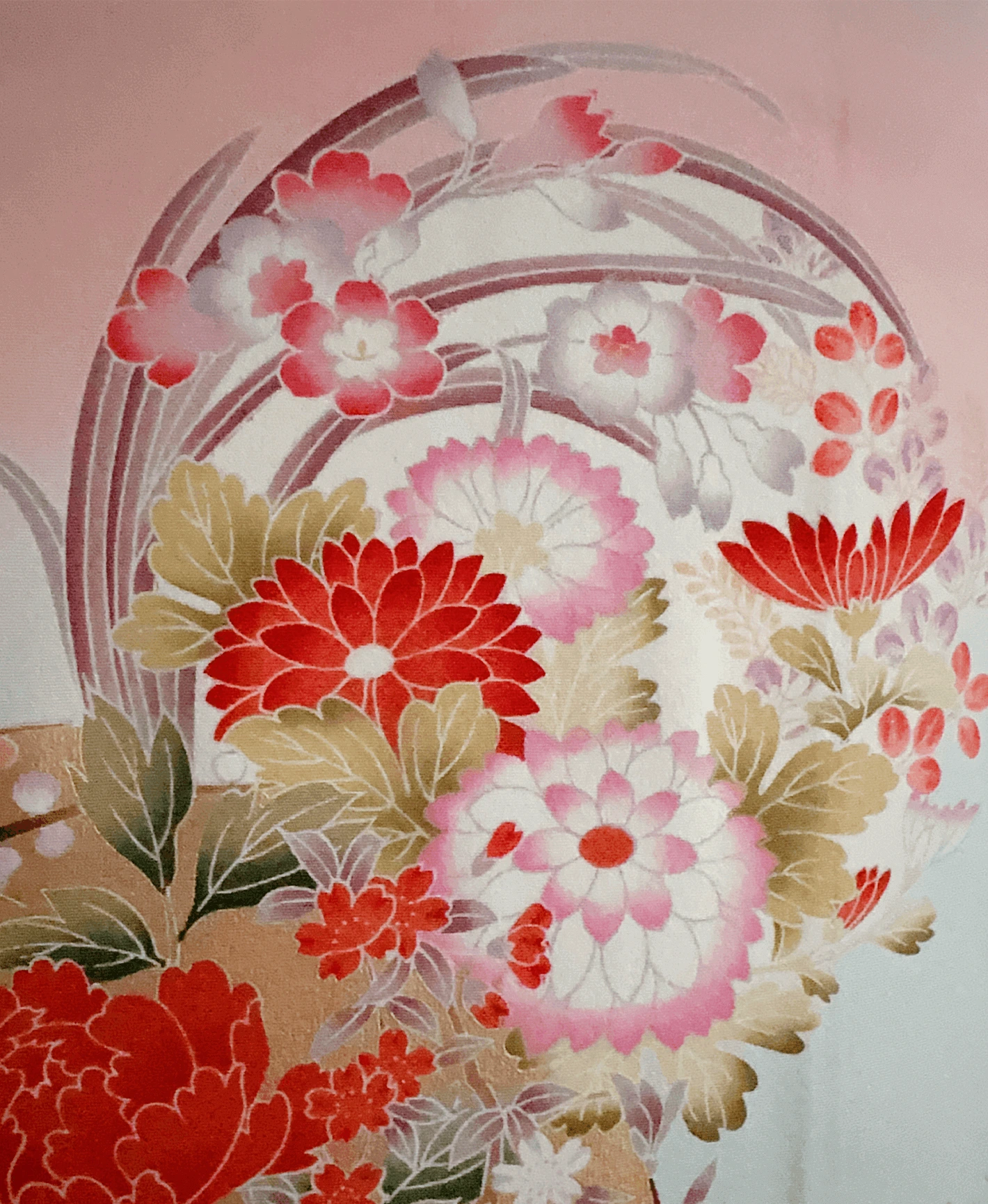 Light Purple Floral Landscape Furisode - Image 6