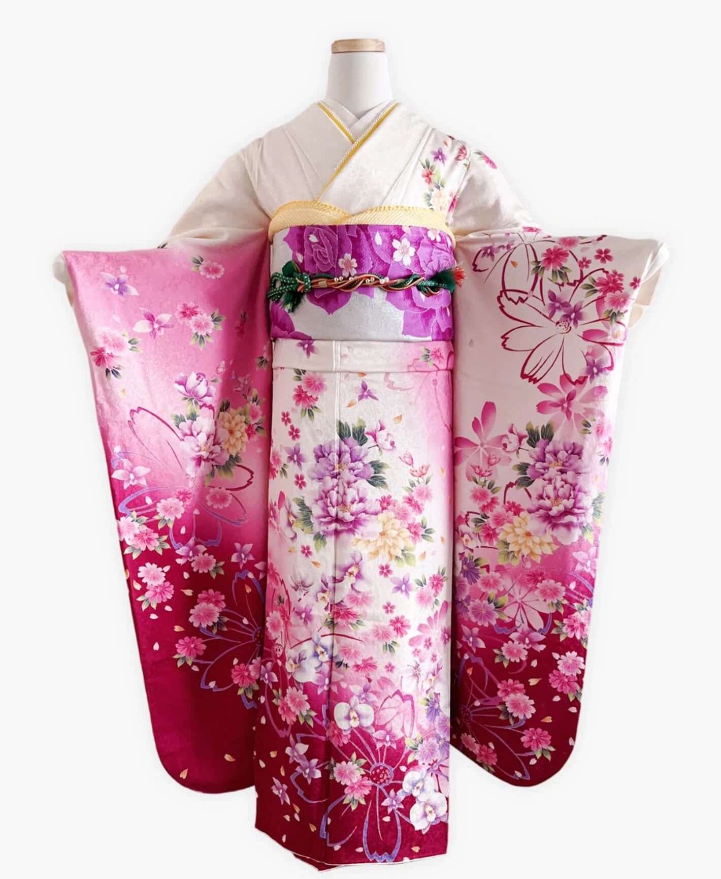 White Hundred Flowers Furisode - Image 1