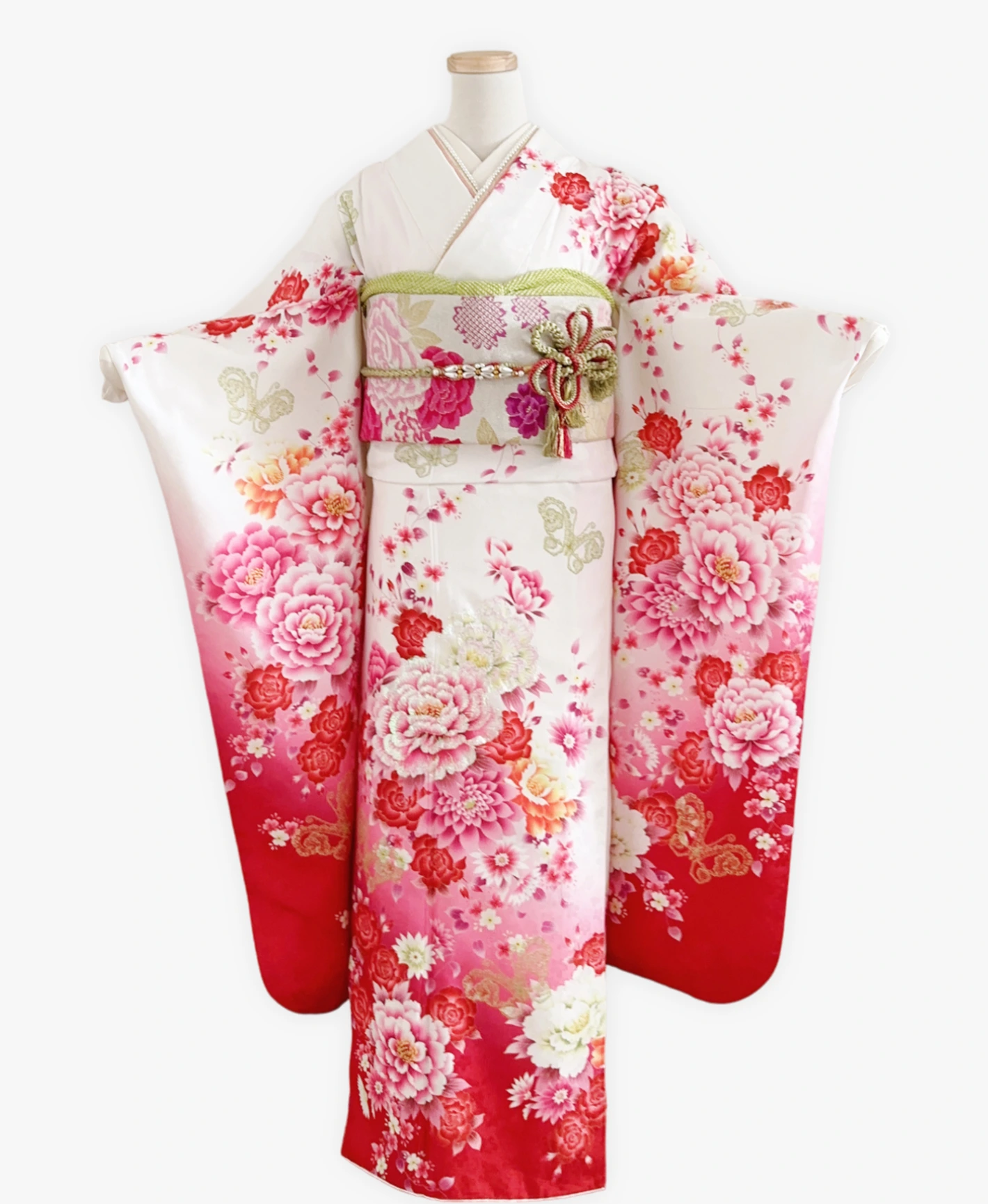 White Hundred Flowers Furisode - Image 1
