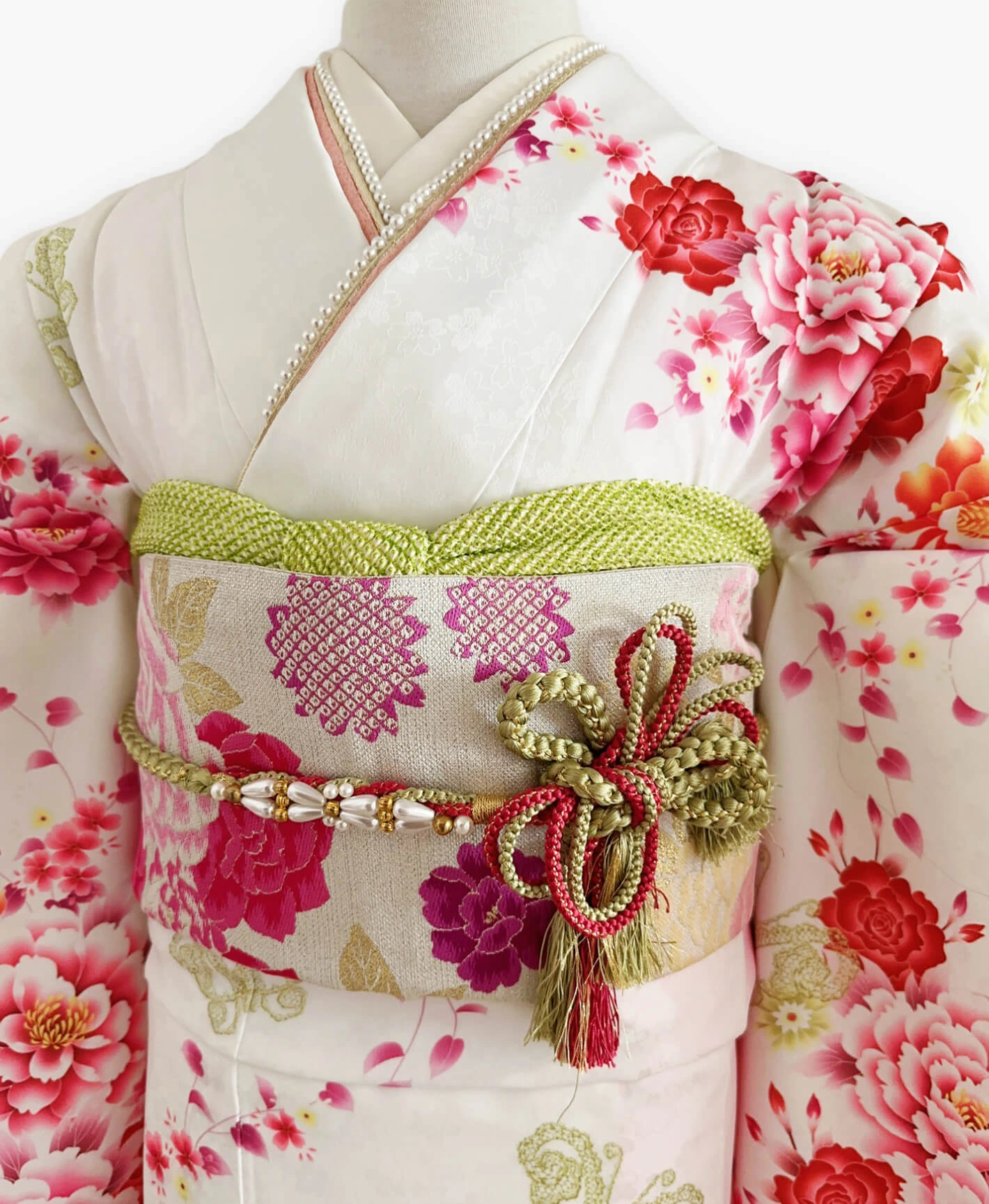 White Hundred Flowers Furisode - Image 3