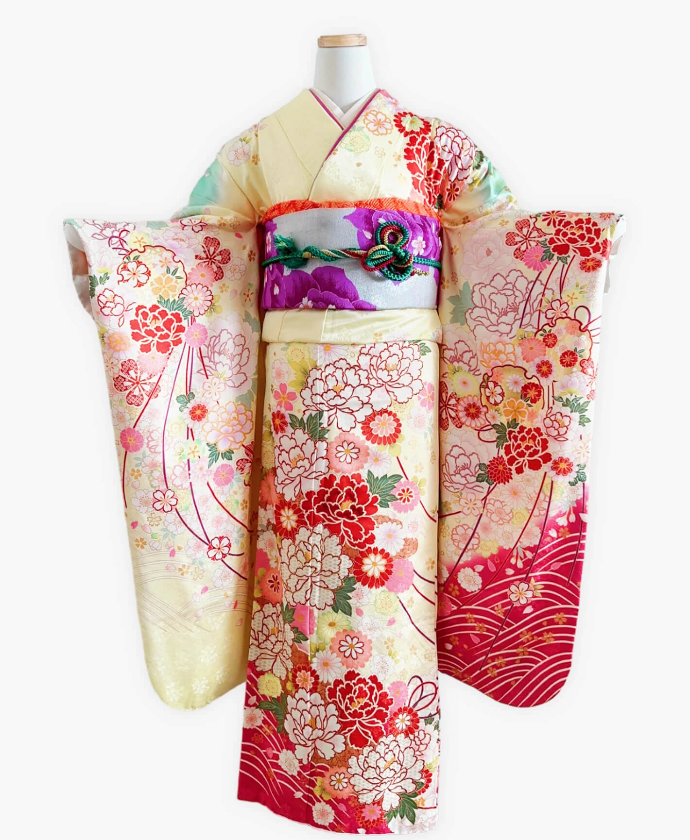 Cream Peony Stream Furisode - Image 1