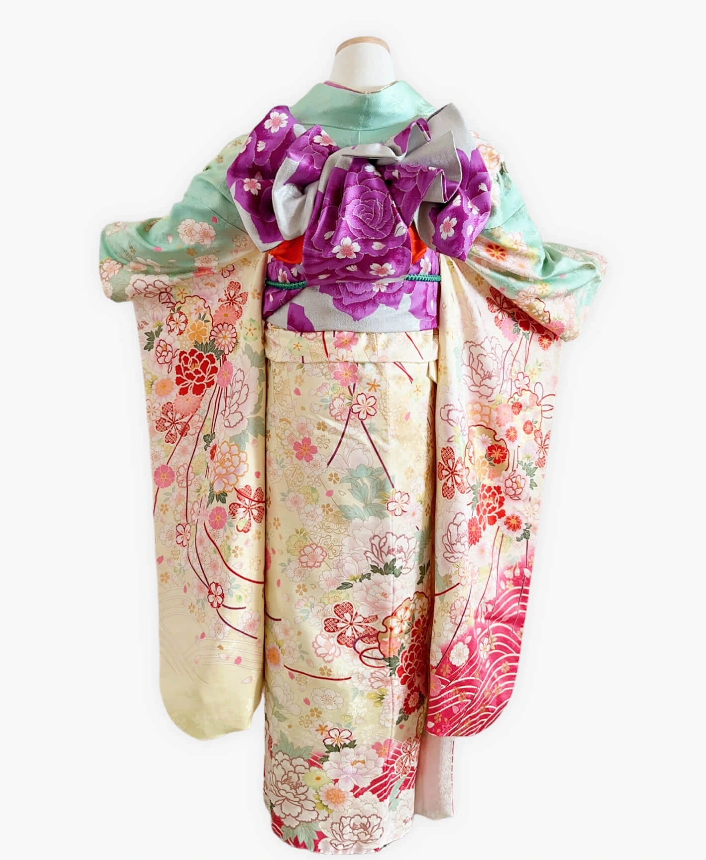 Cream Peony Stream Furisode - Image 2