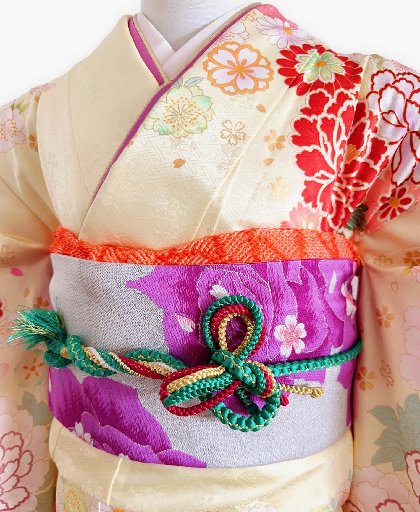 Cream Peony Stream Furisode - Image 3