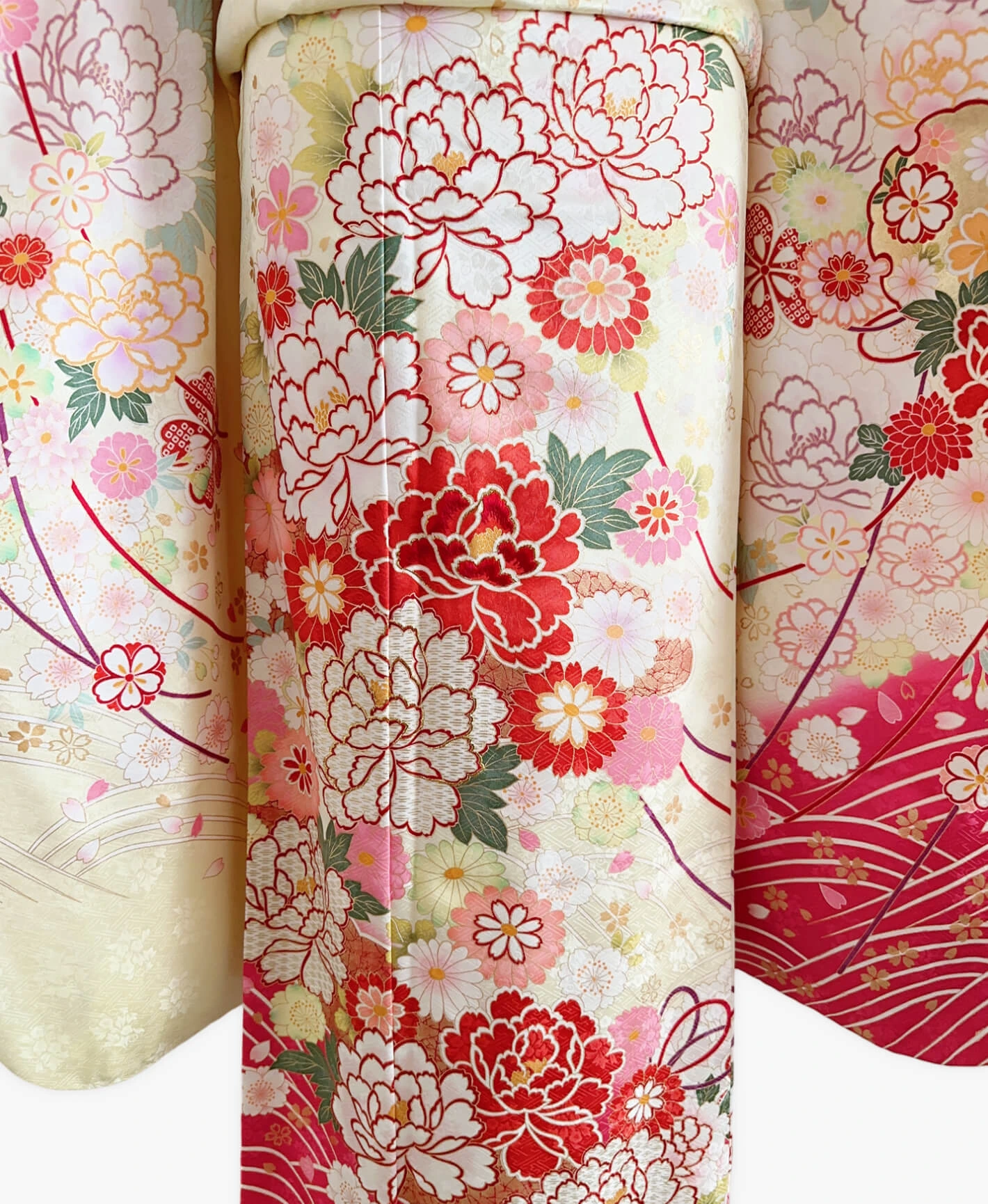Cream Peony Stream Furisode - Image 5