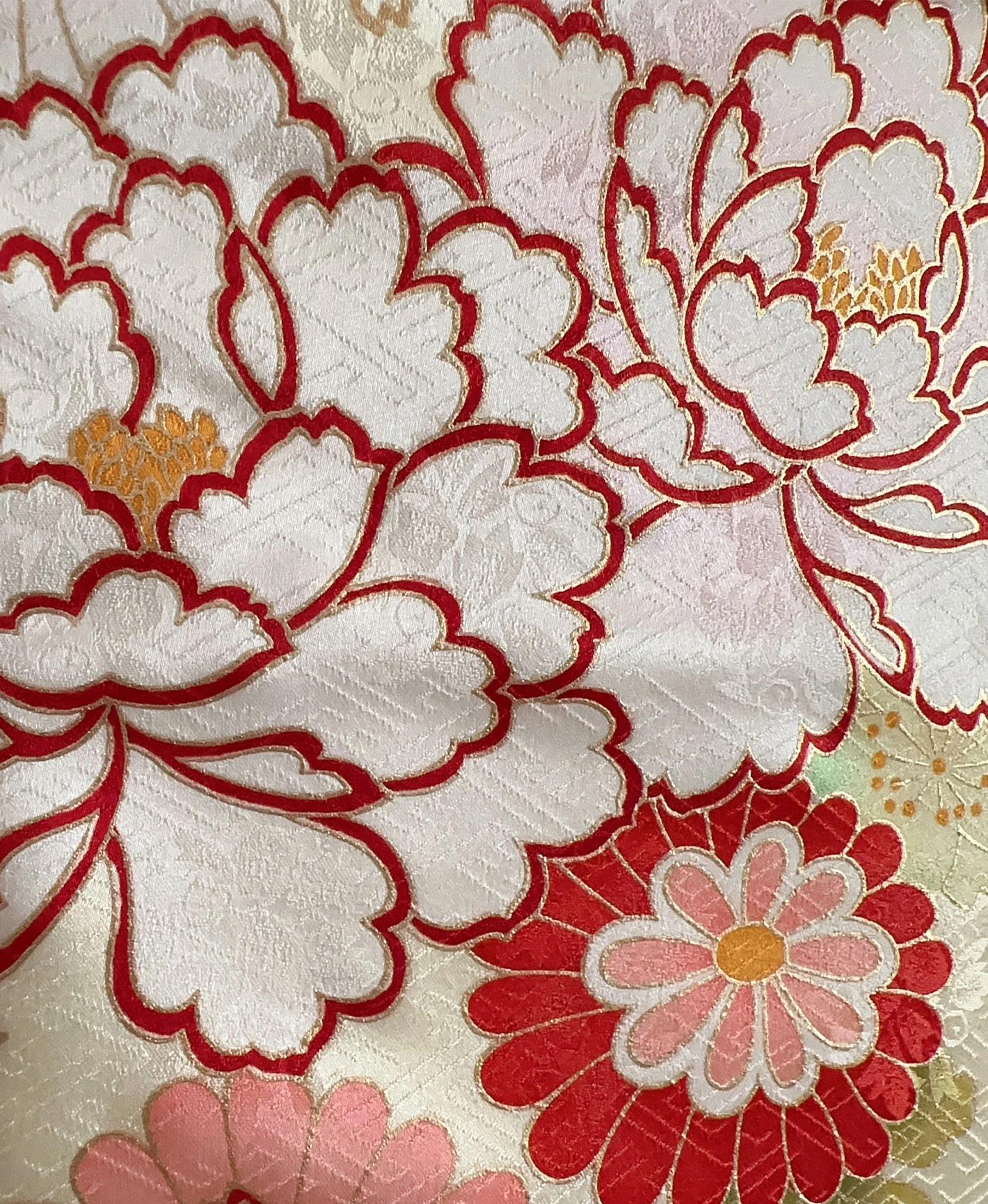 Cream Peony Stream Furisode - Image 9