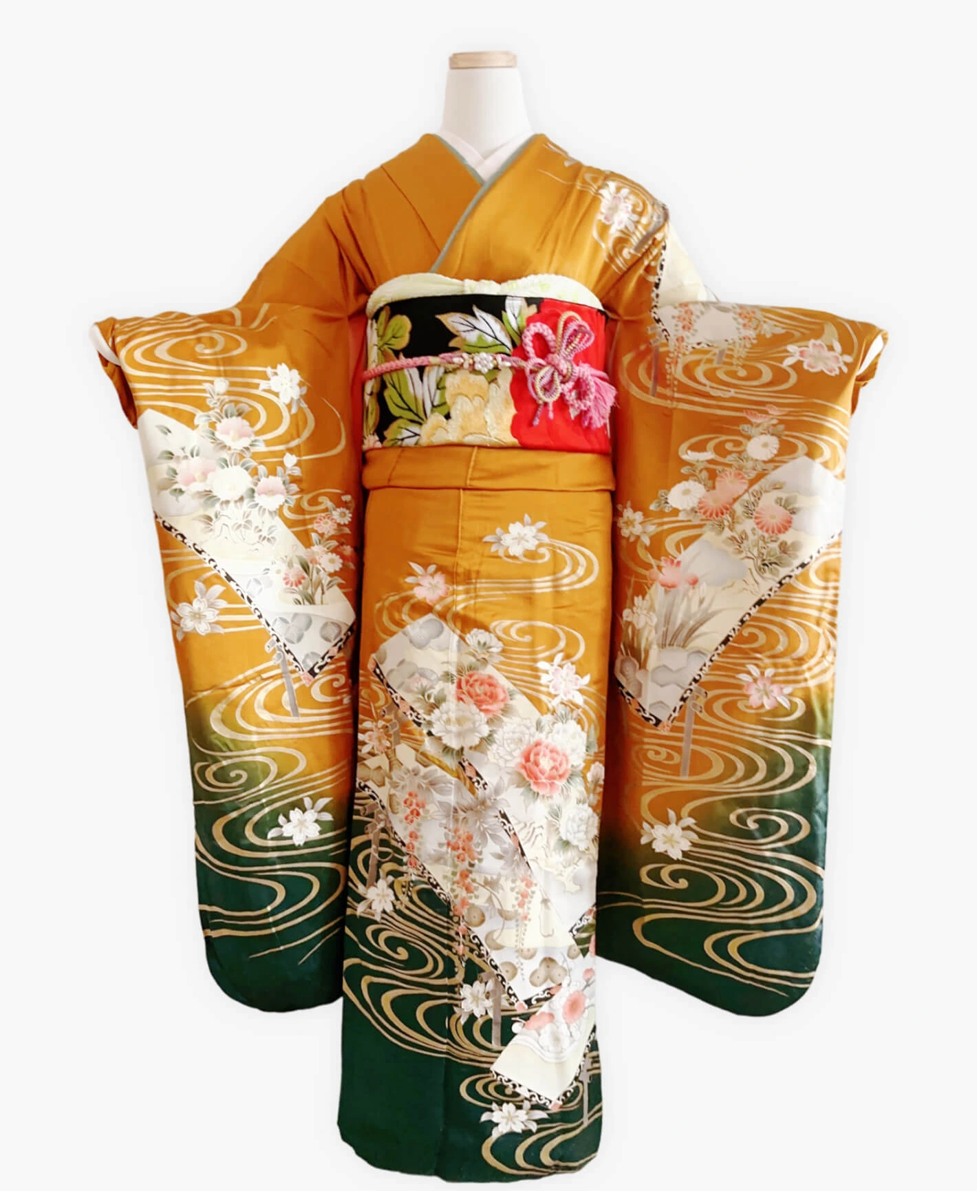 Orange Peony Wisteria Furisode - Image 1