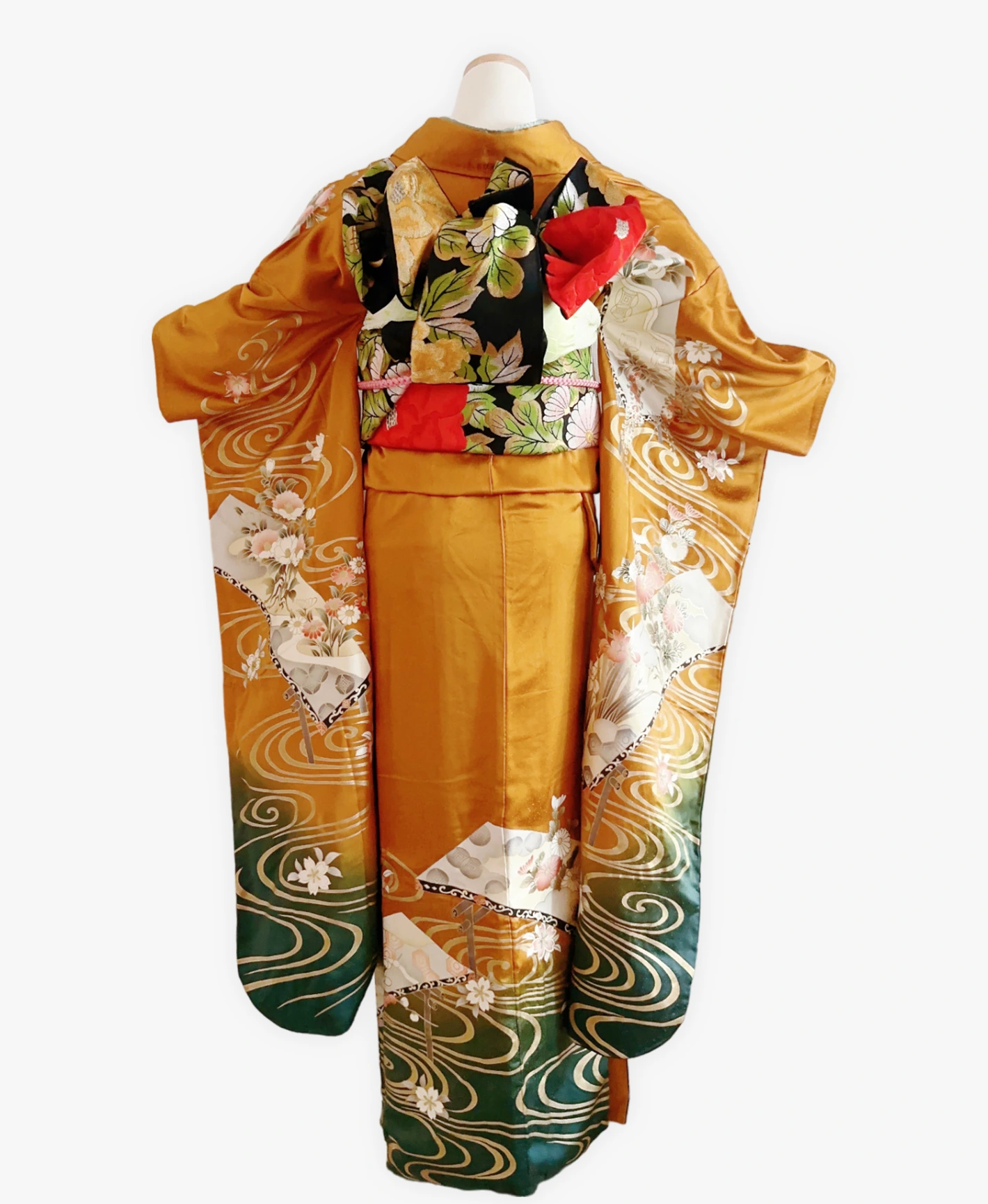Orange Peony Wisteria Furisode - Image 2