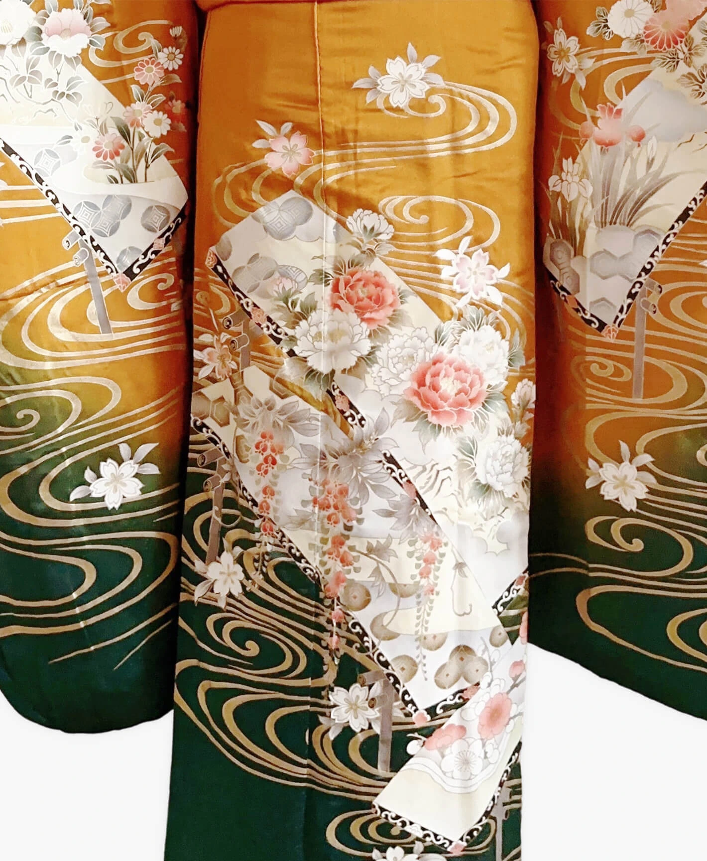 Orange Peony Wisteria Furisode - Image 5