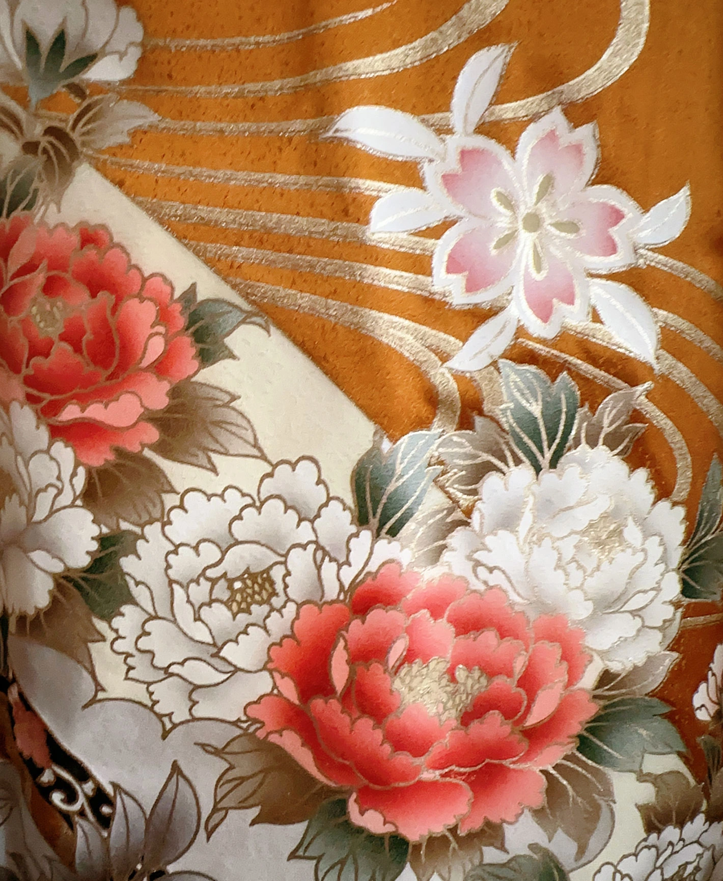 Orange Peony Wisteria Furisode - Image 7