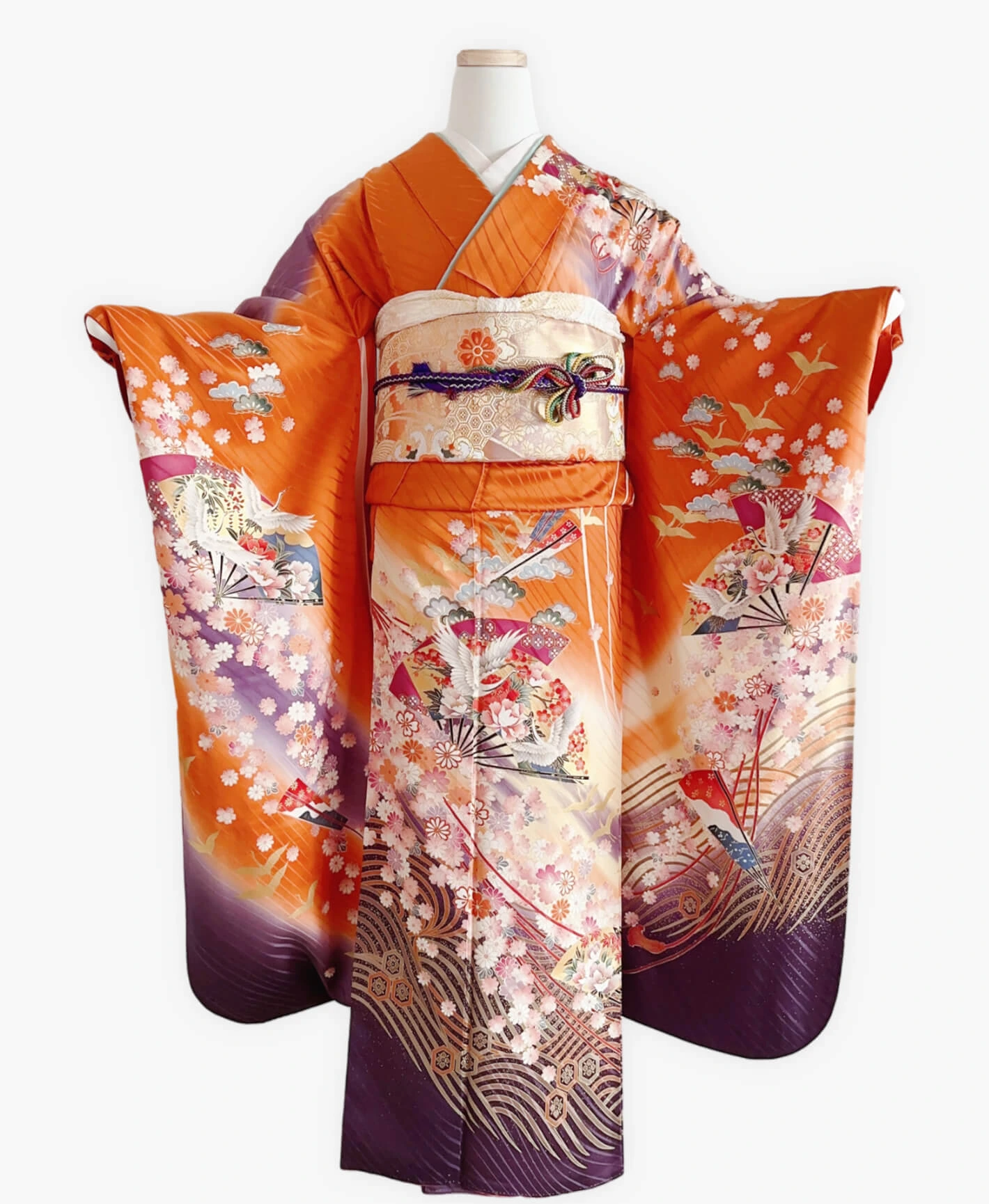 Orange Crane Fan Furisode - Image 1