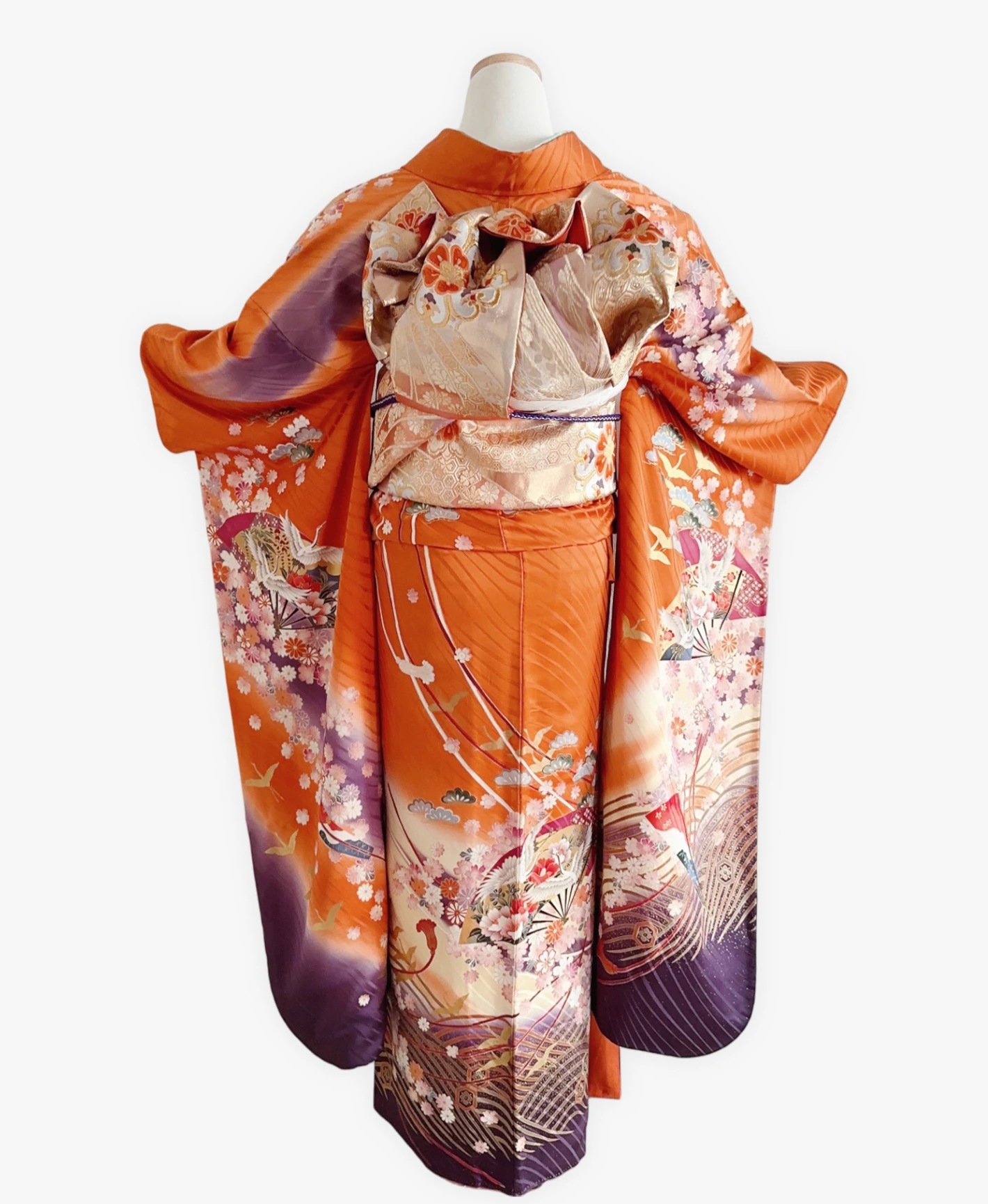 Orange Crane Fan Furisode - Image 2
