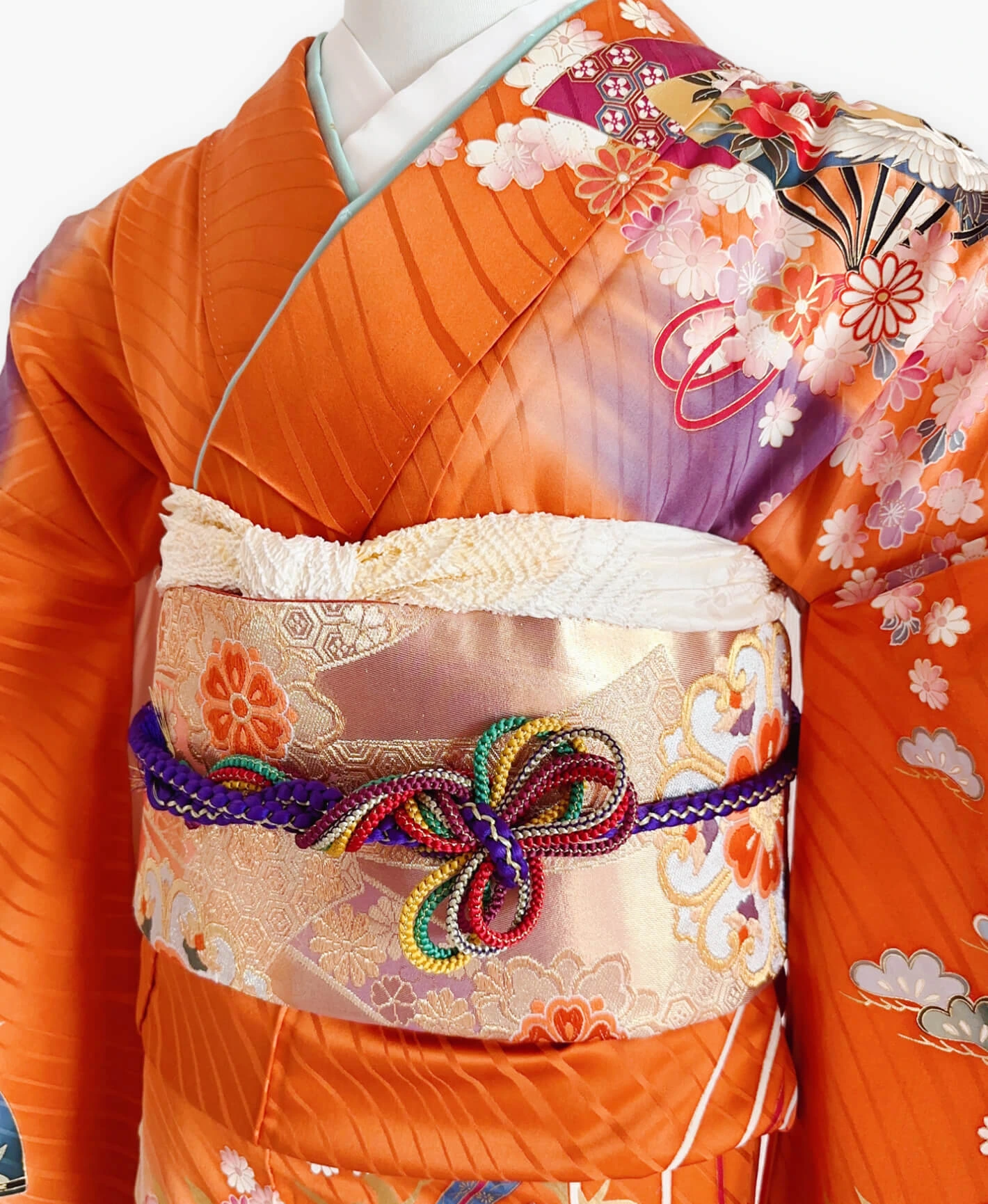 Orange Crane Fan Furisode - Image 3