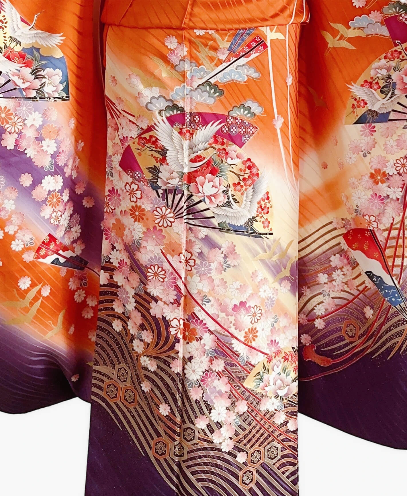 Orange Crane Fan Furisode - Image 5